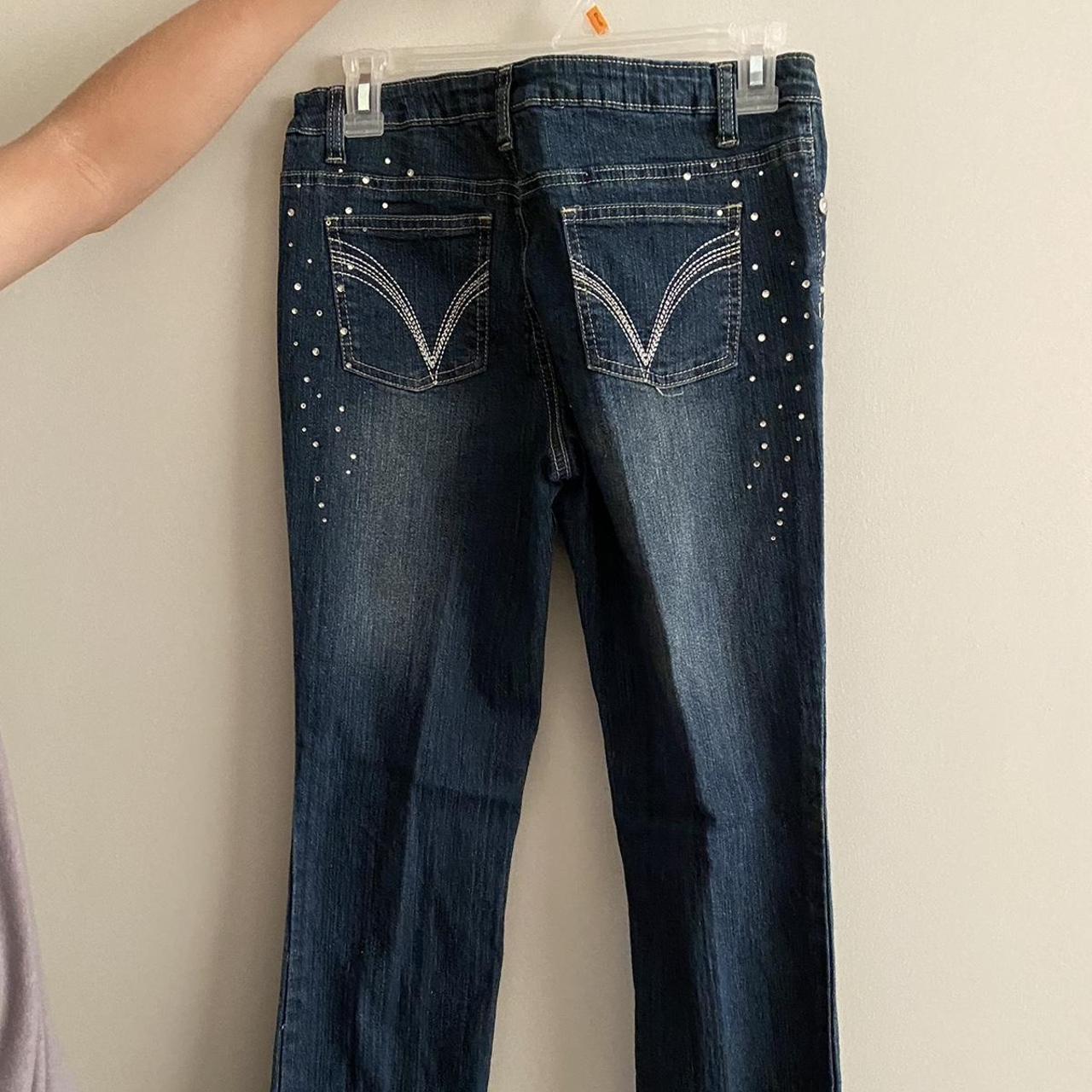 straight legged bedazzle jeans / measurements below... - Depop