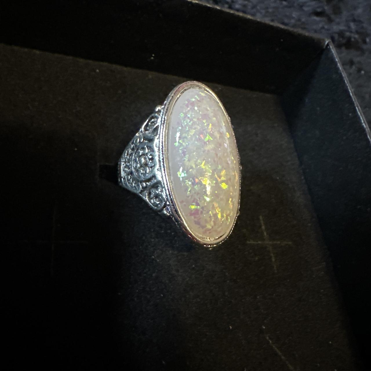 Women's Ring - Silver/Multi – Opal ring. Boho jew… - image 1