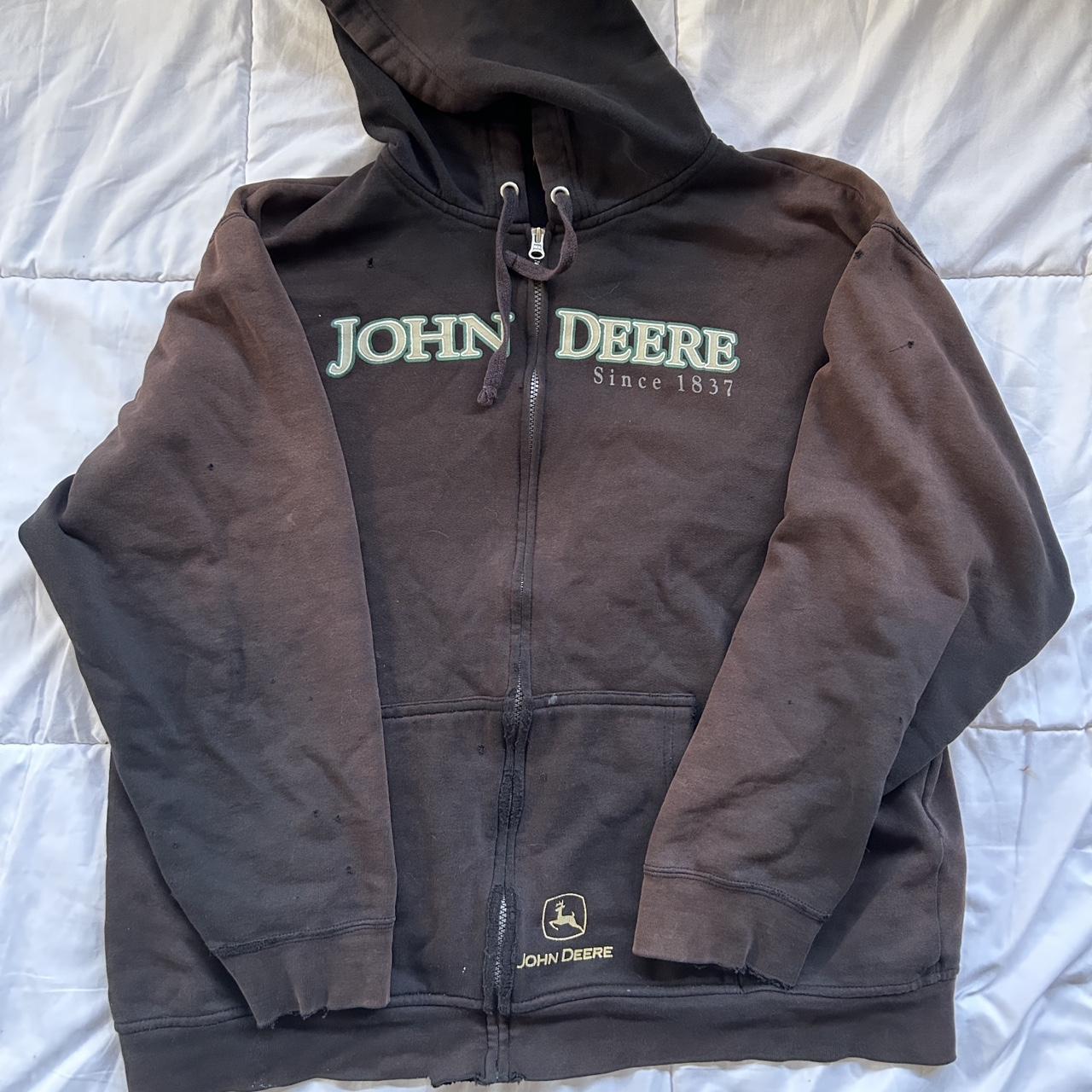 xl faded john deere zip up hoodie, has a couple... Depop