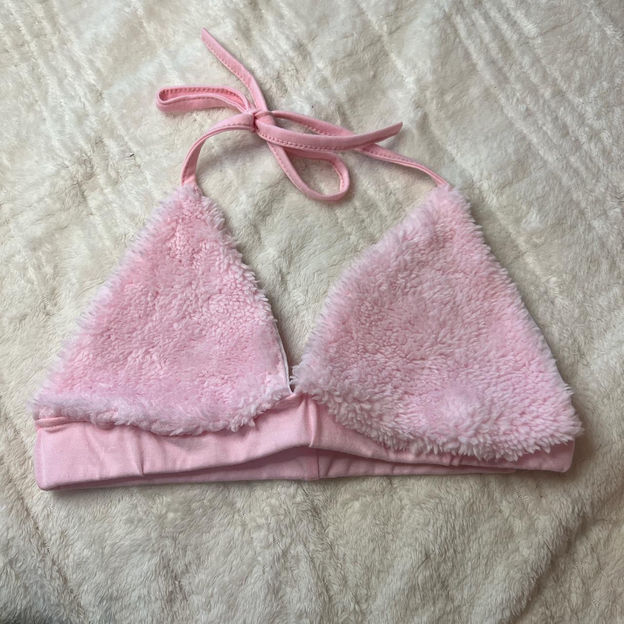 Pink fuzzy bralette online