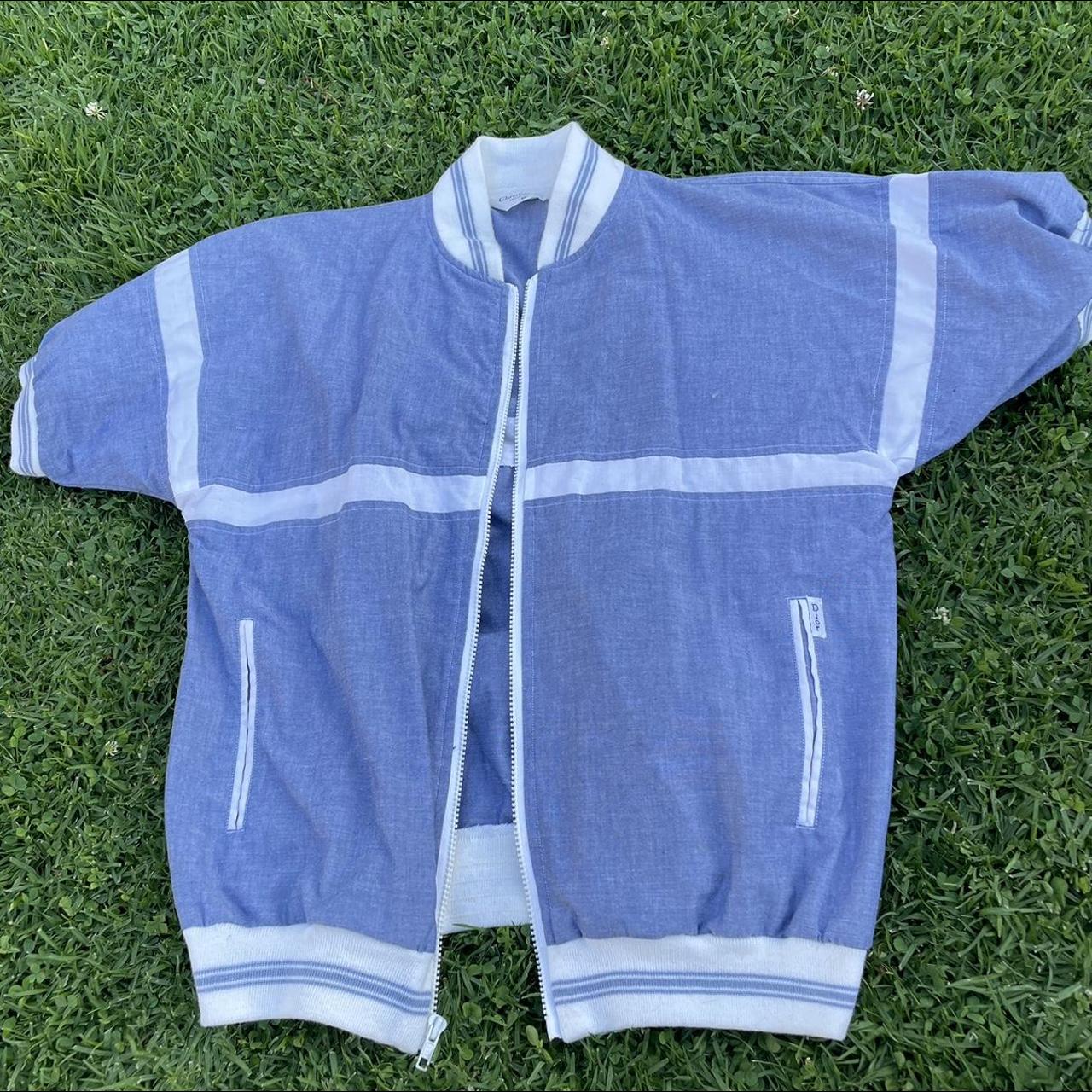 80s Christian Dior ハリントン　ブルゾン Christian Dior Jacket VTG 80s 3 Tone Gray Blue Sweatshirt
