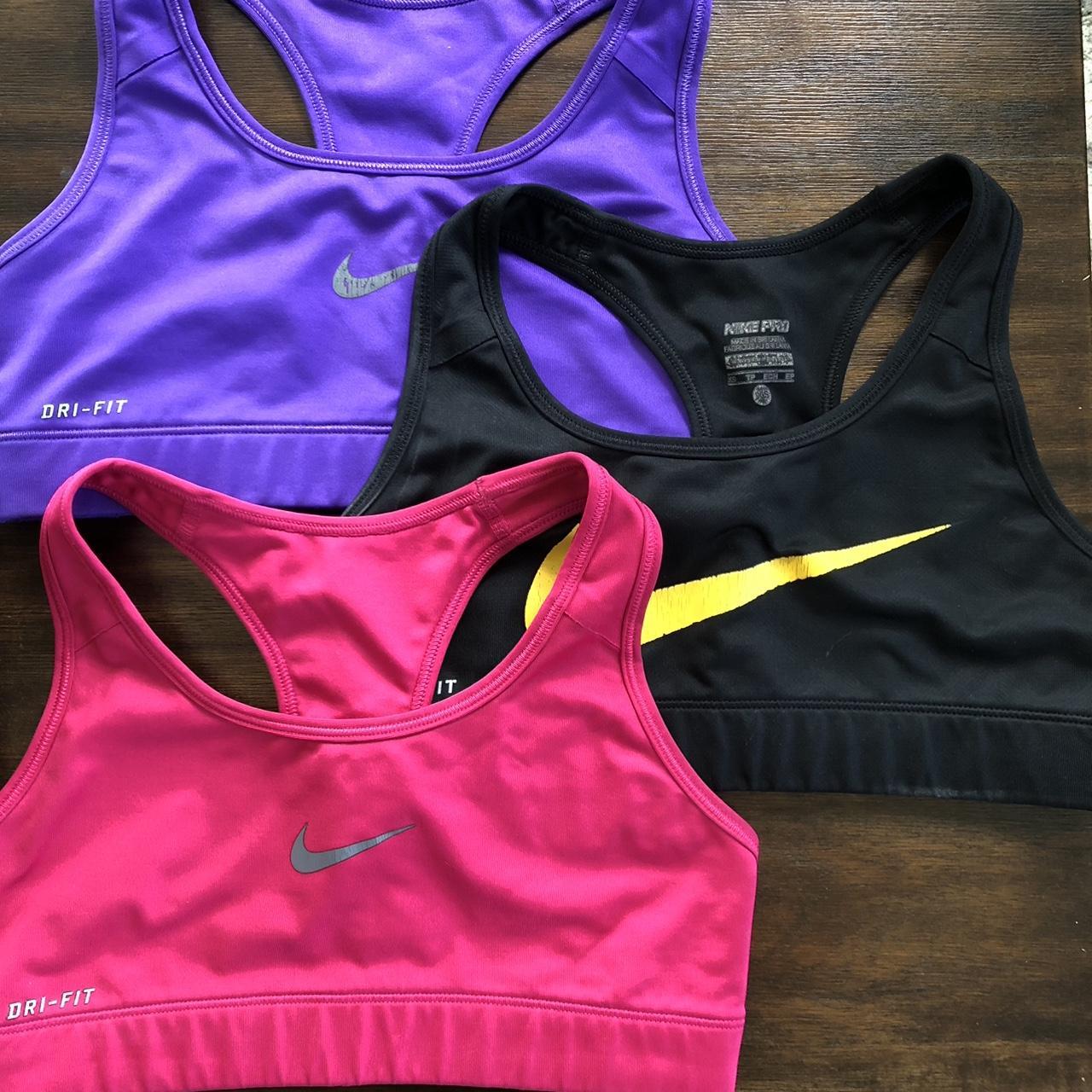 Nike Pro Orange/purple sports bra Dri Fit, great - Depop