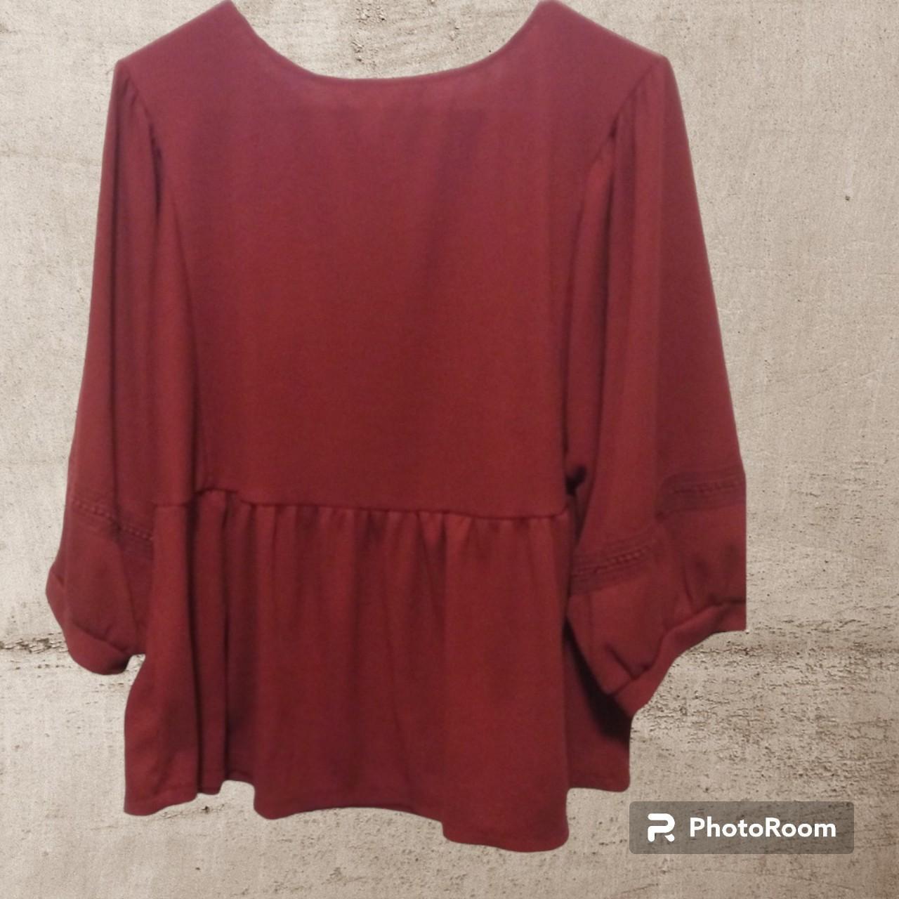 Zac & Rachel Woman Pleasant Top VNeck Red Size 1X... - Depop