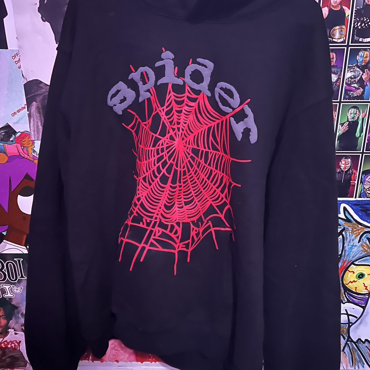 Spider WorldWide Hoodie Black And Red Size L Pants | Depop