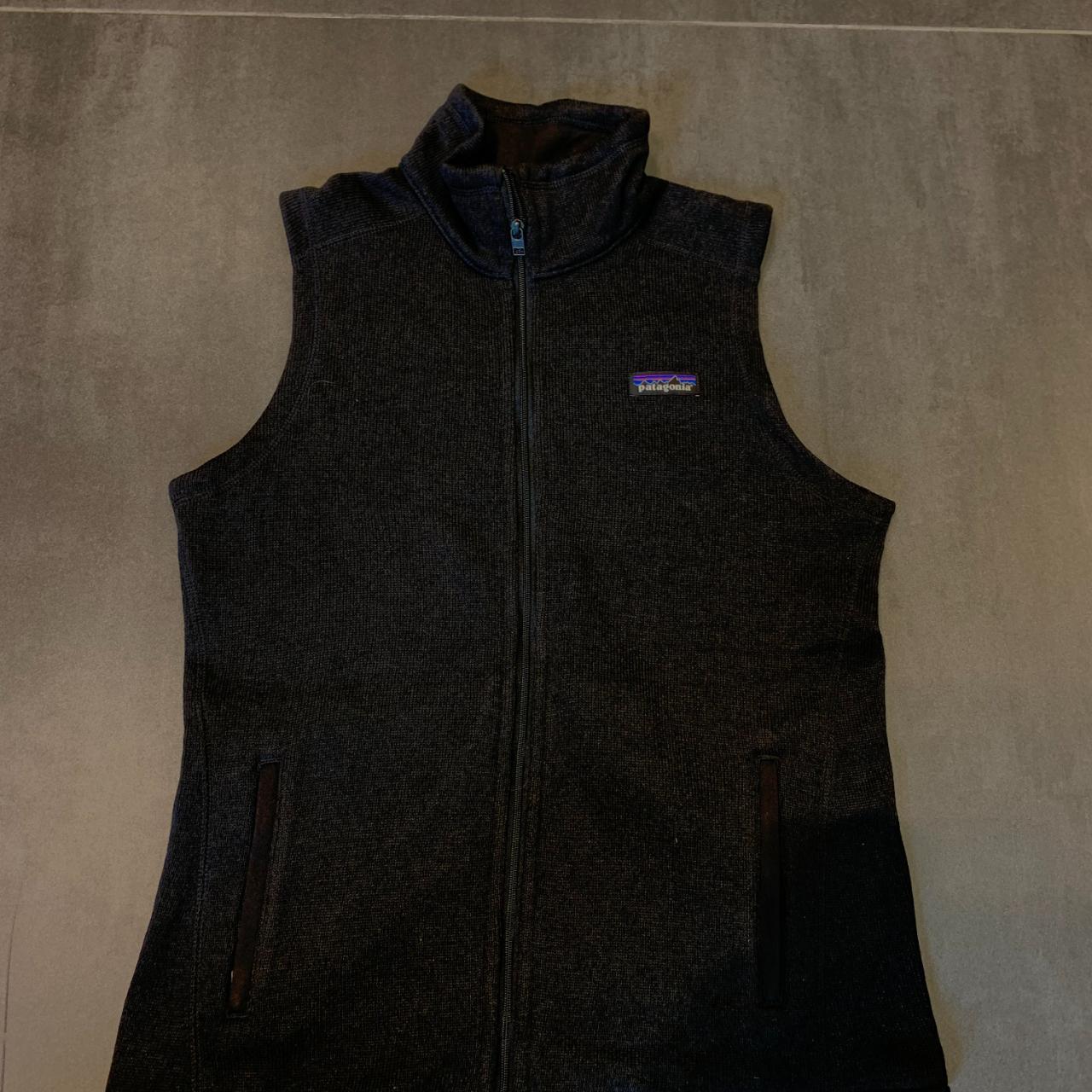 Patagonia black fleece vest with embroidery on the... - Depop