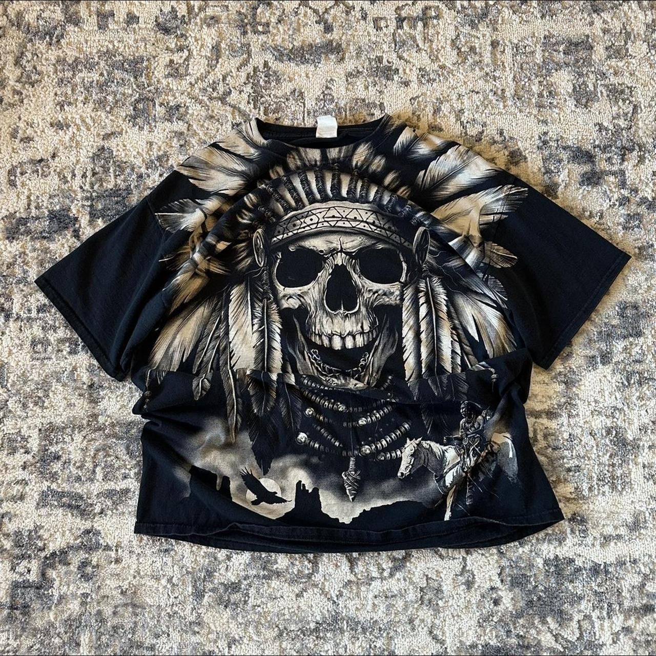 Native Tribe Affliction Grunge AOP Shirt Size... - Depop