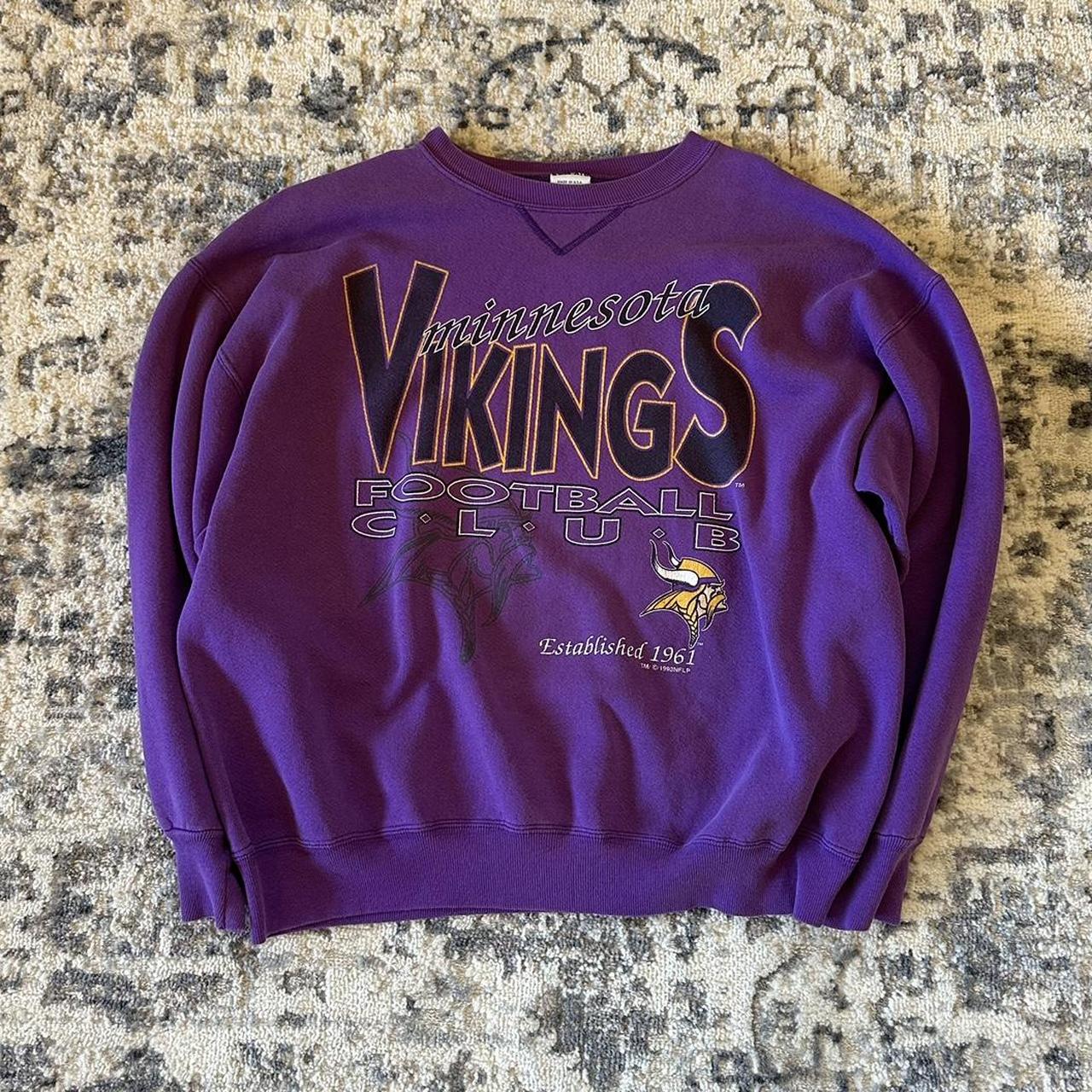 Vintage 90's Minnesota Vikings Crewneck Size: - Depop