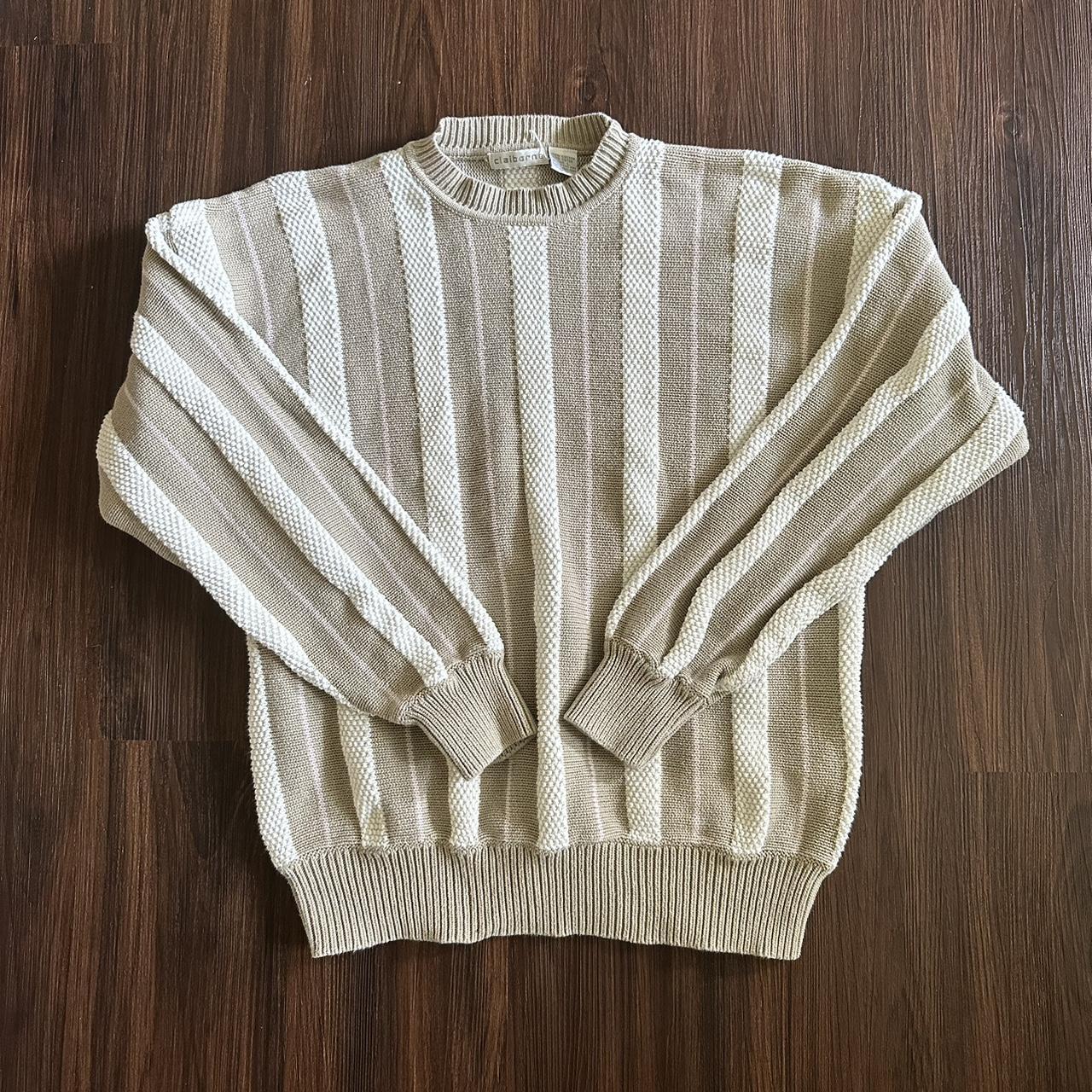 Liz Claiborne Women's Cream and Pink Jumper | Depop