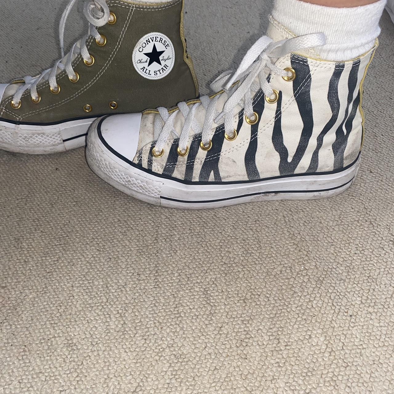 custom platform converse zebra print on outsides... Depop