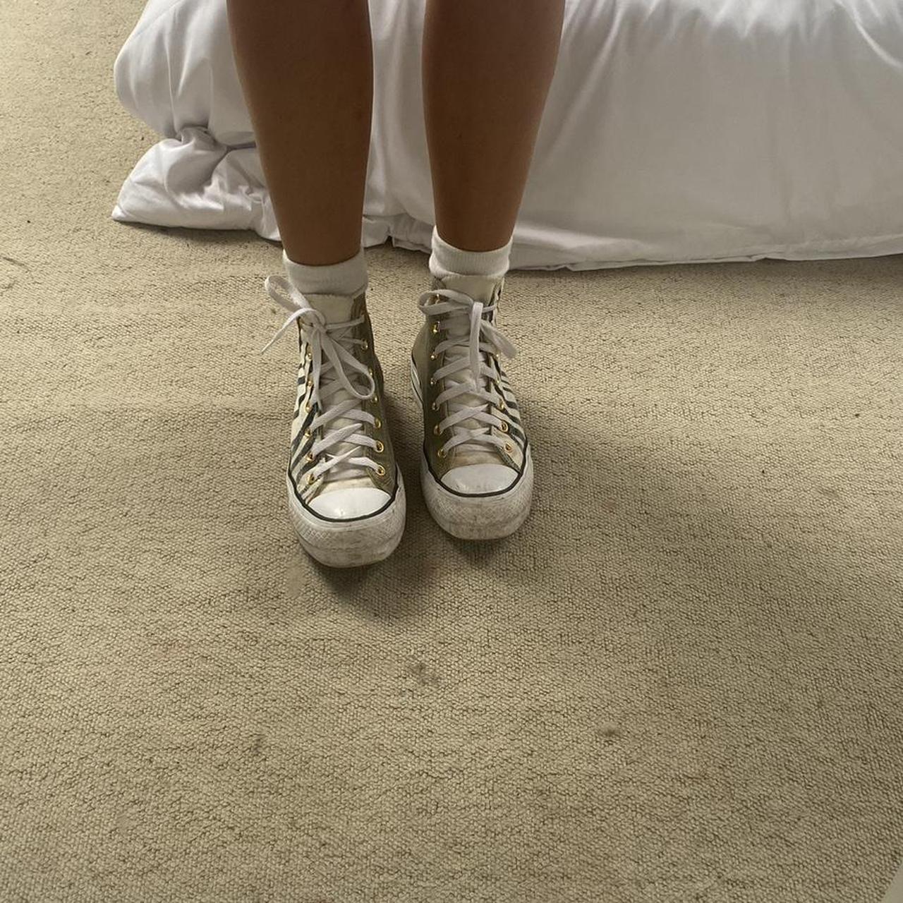 custom platform converse zebra print on outsides... Depop