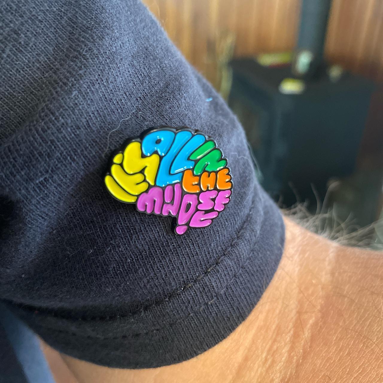 Mindset brain ENAMEL PIN - colorful custom design... - Depop