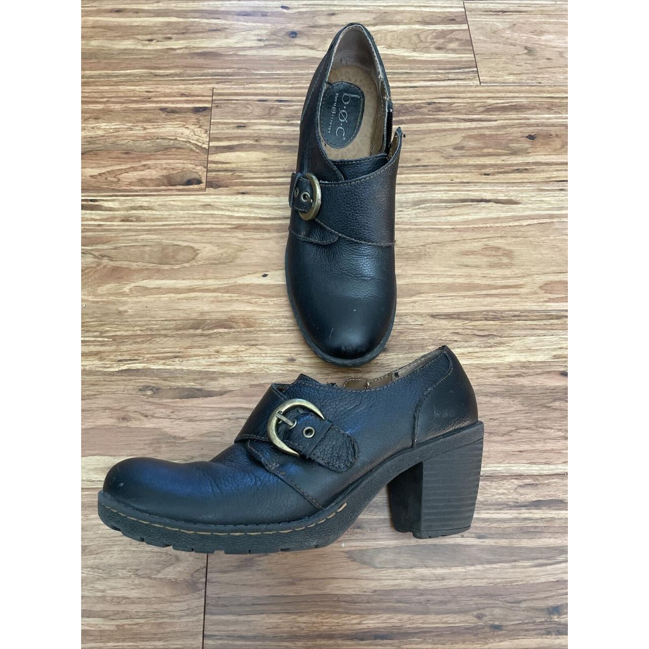 B.O.C. Born Chunky Black Shoes Booties Buckle Zipper... - Depop