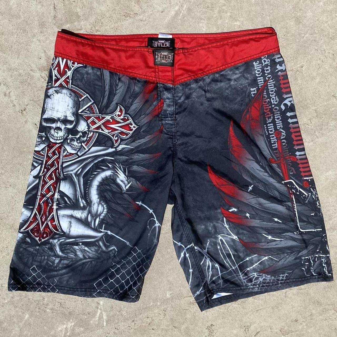 MMA Elite Y2K AOP Swim Shorts Size: L... - Depop