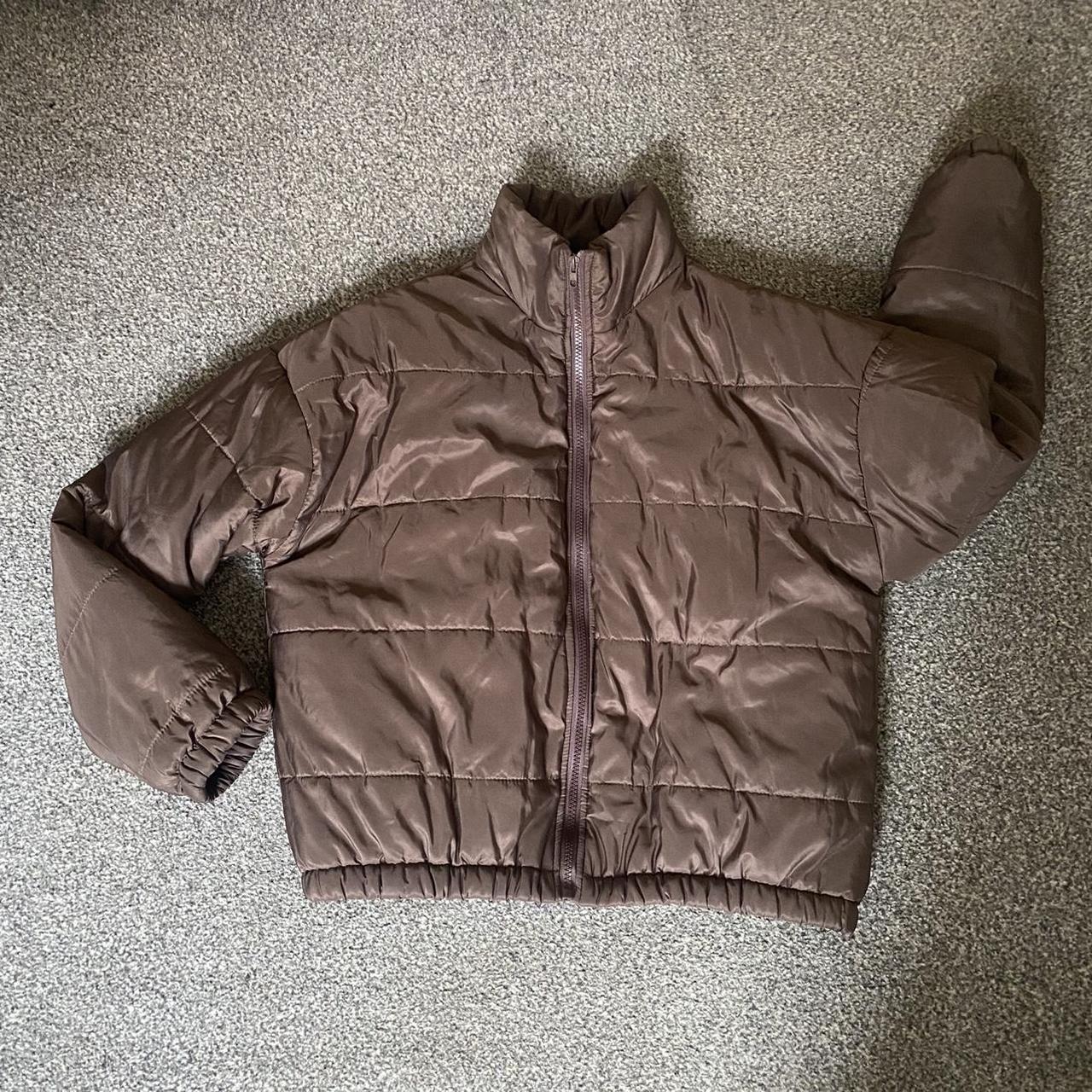 Chocolate brown shein puffer jacket size large.... Depop