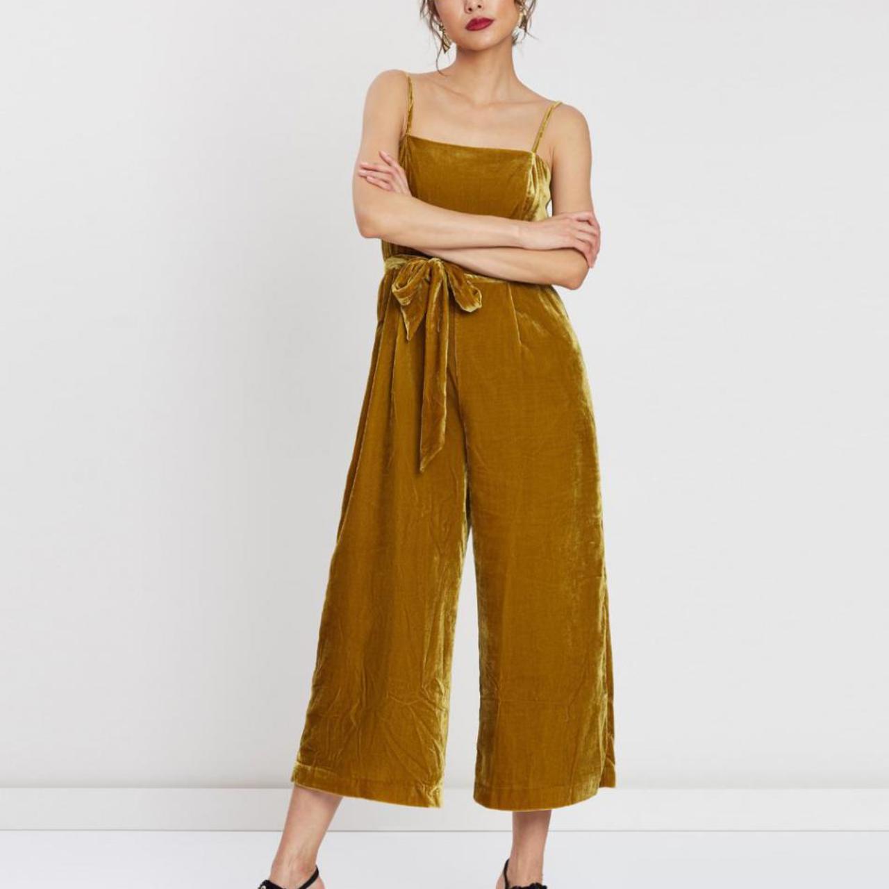J.Crew 'marseille' velvety jumpsuit in vintage gold.... Depop