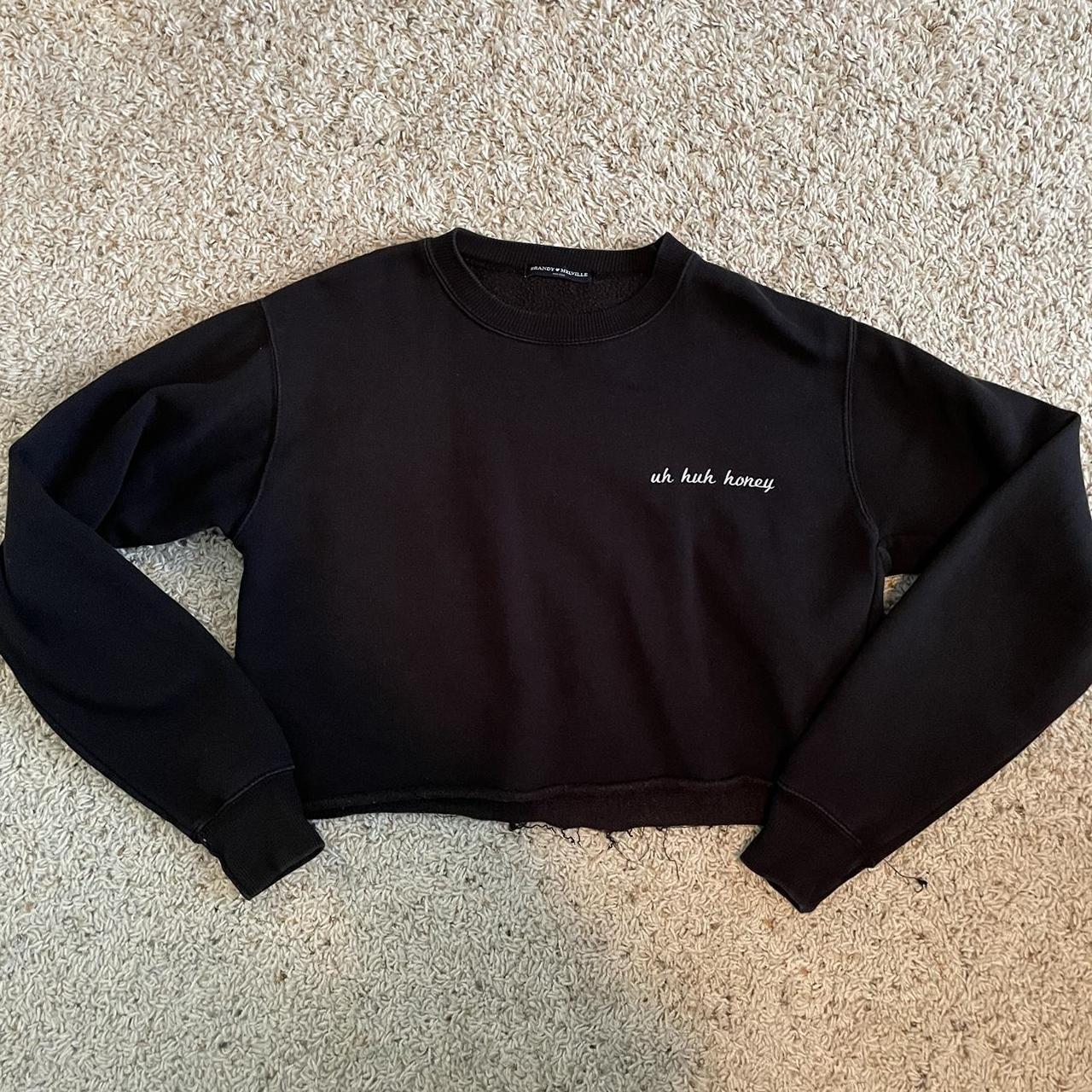 brandy melville cropped black sweatshirt one