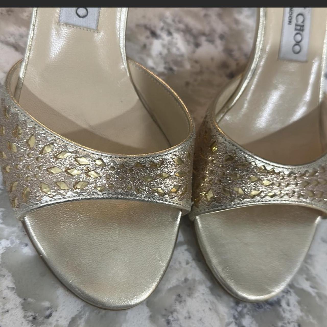 Jimmy Choo Women's Gold Courts | Depop