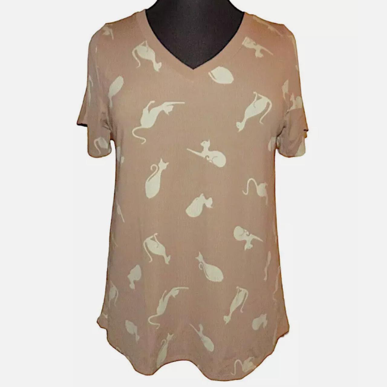 LuLaRoe tan cat print Christy tee. New with