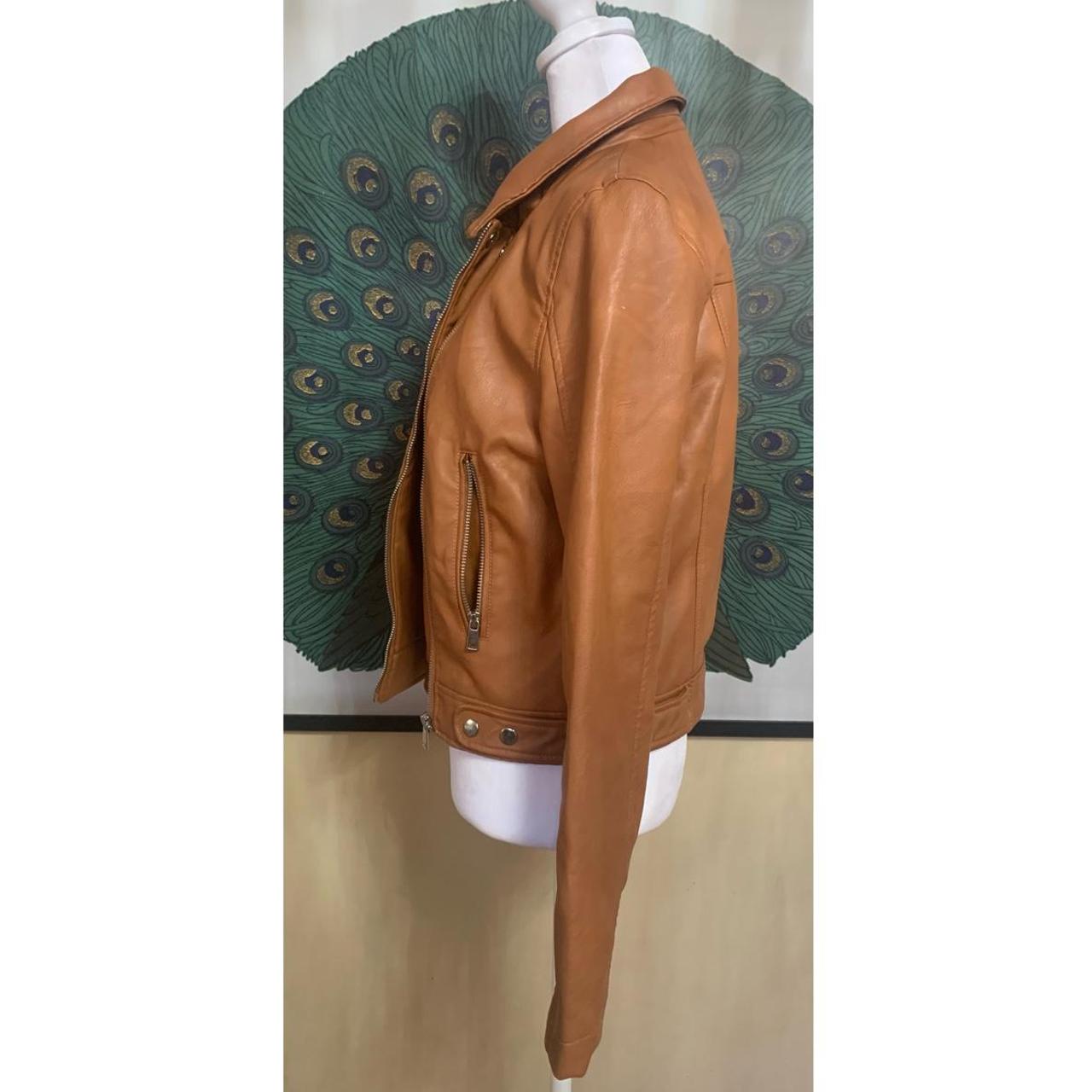 Love Tree PU Caramel Motorcycle Jacket Lightweight... Depop