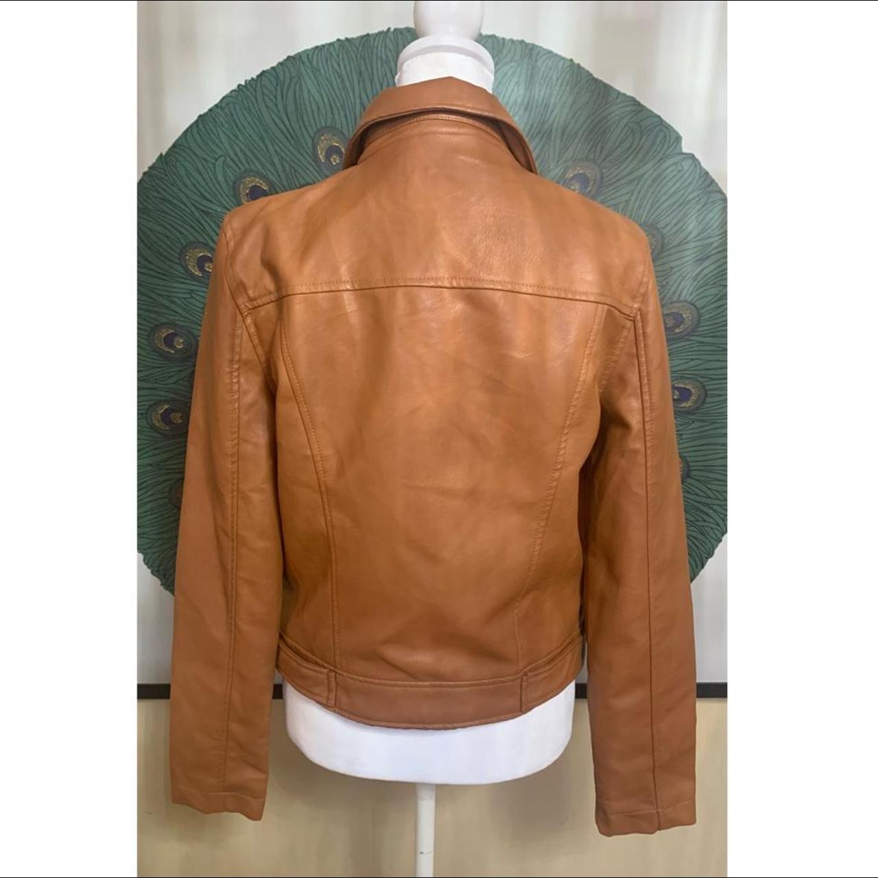 Love Tree PU Caramel Motorcycle Jacket Lightweight... Depop