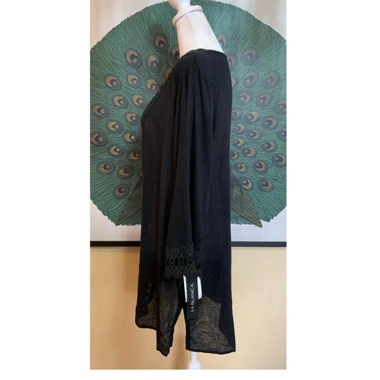 NWT- La Blanca Sheer Black Linen Tunic Top/ Cover Up... - Depop