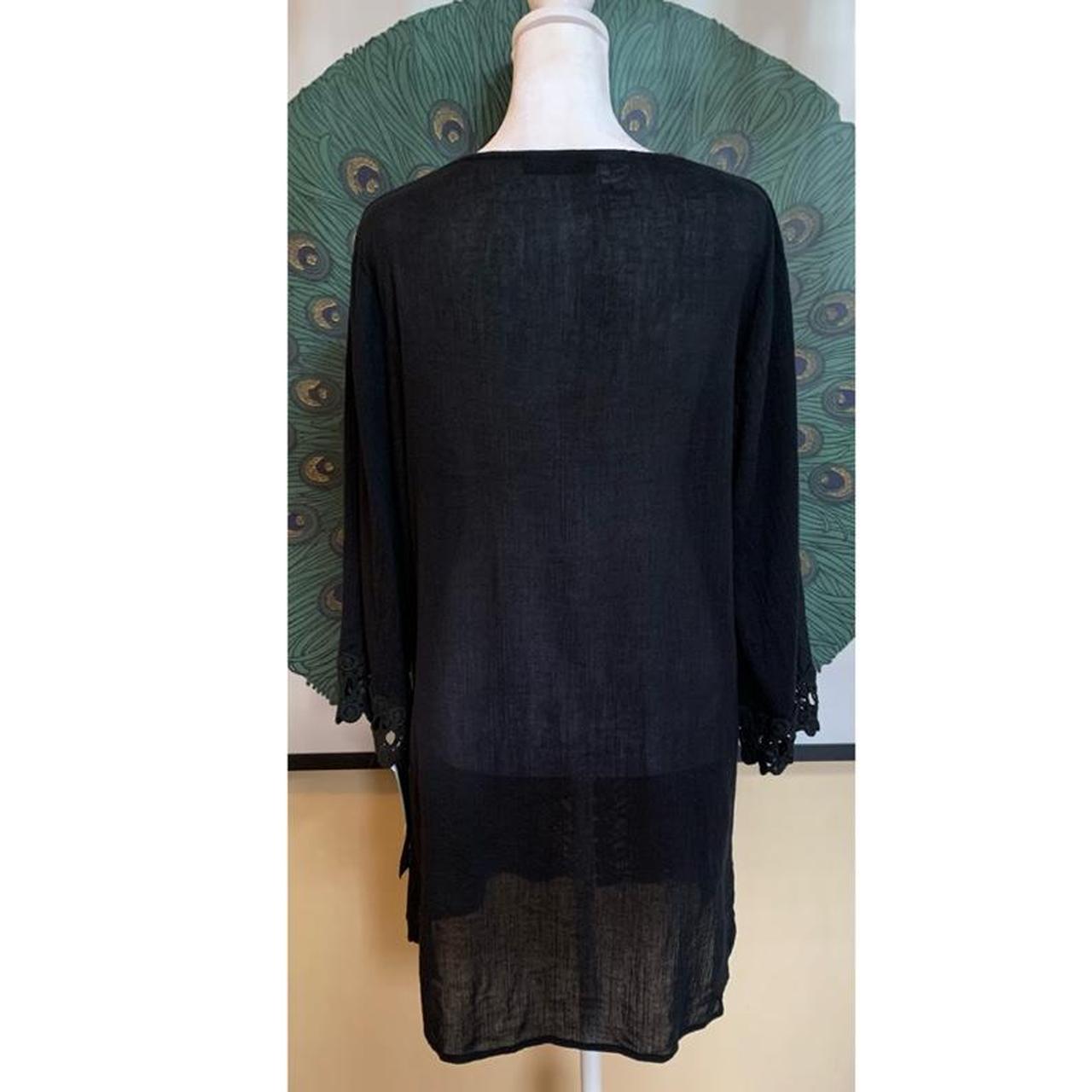 NWT- La Blanca Sheer Black Linen Tunic Top/ Cover Up... - Depop