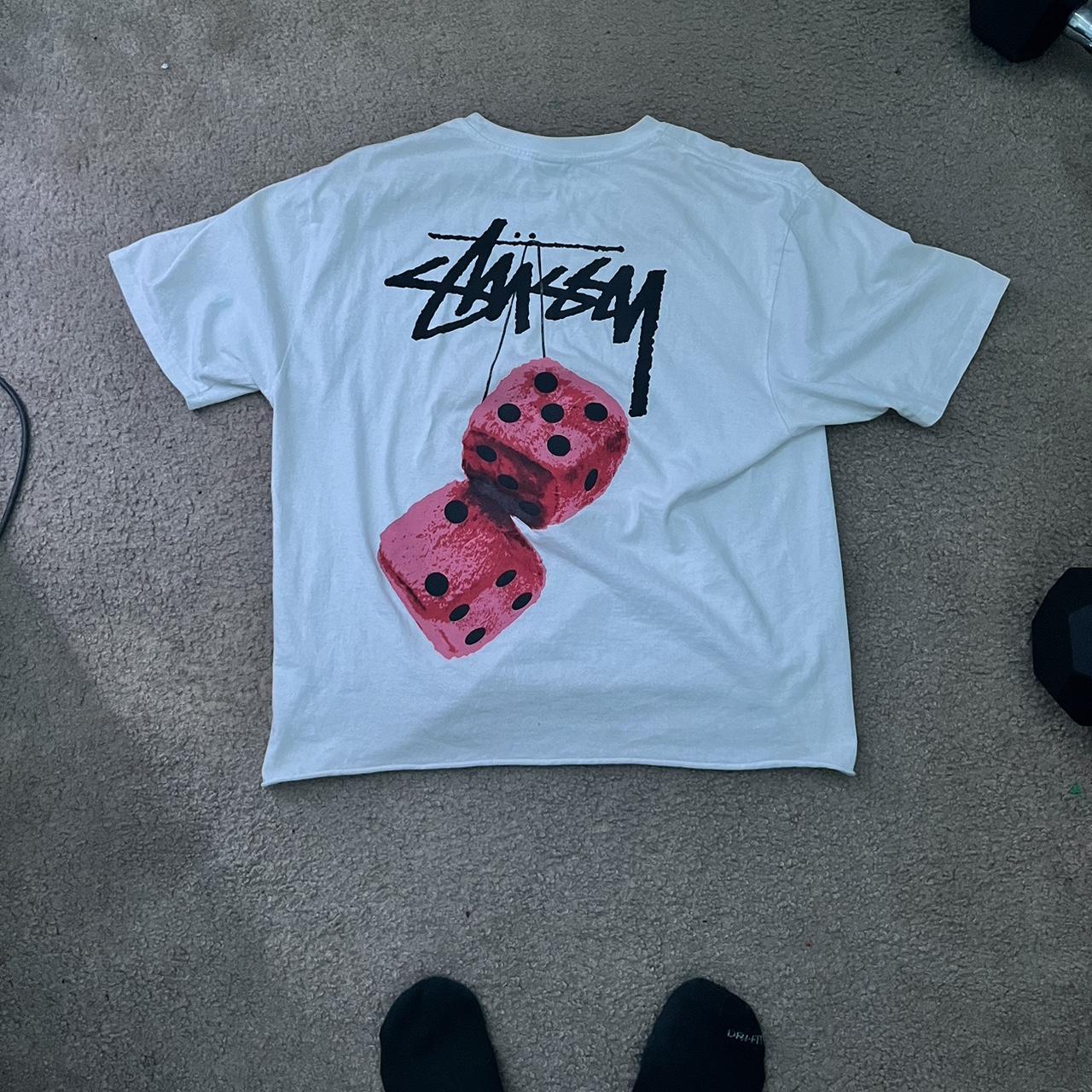 Vintage Authentic Stussy Pink Dice T-Shirt Cropped... - Depop