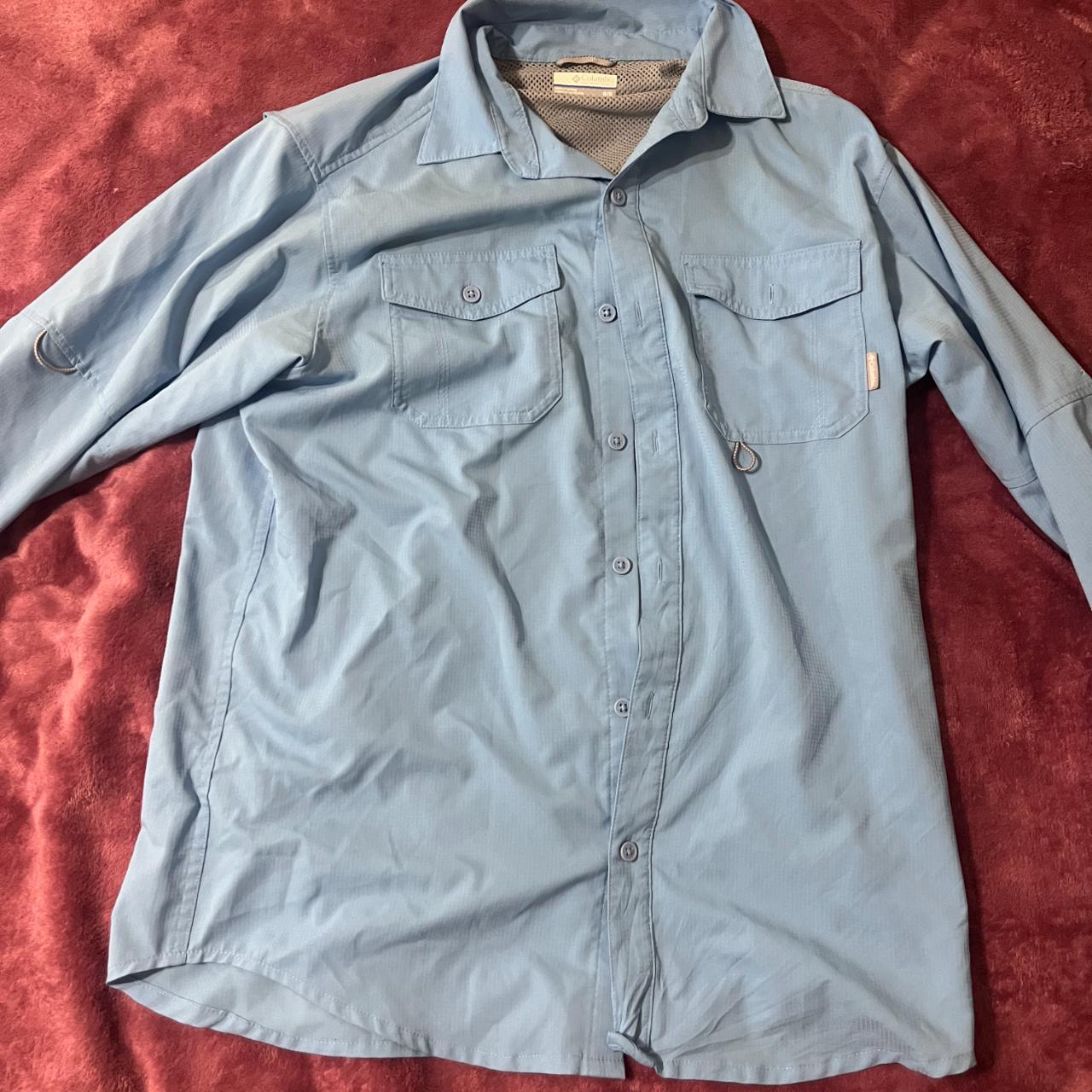 Men's Columbia Blue Button Down Long Sleeve Shirt... - Depop