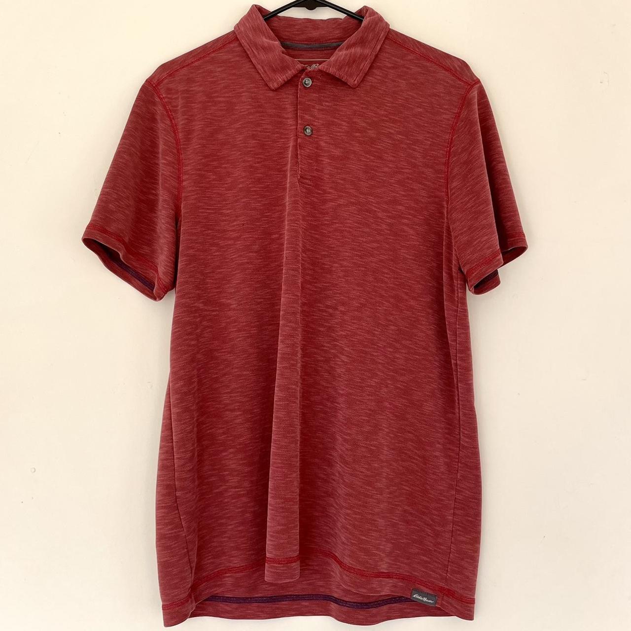 Eddie Bauer Men's Burgundy Poloshirts Depop