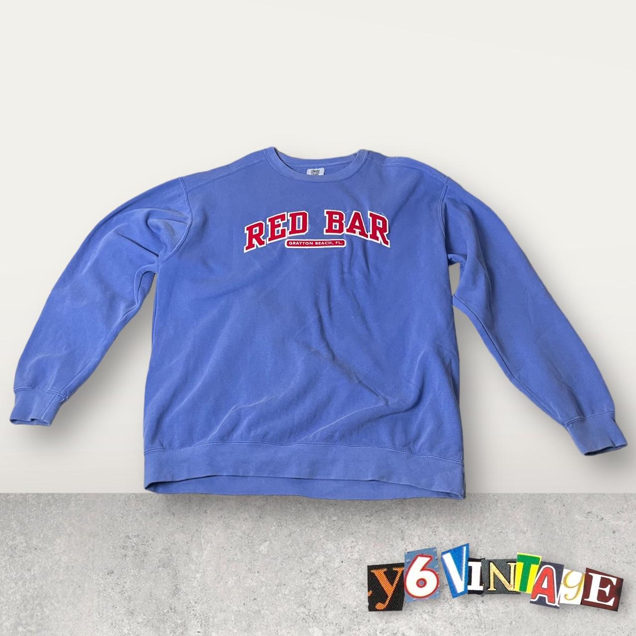 Red and blue online sleeve sweatshirt