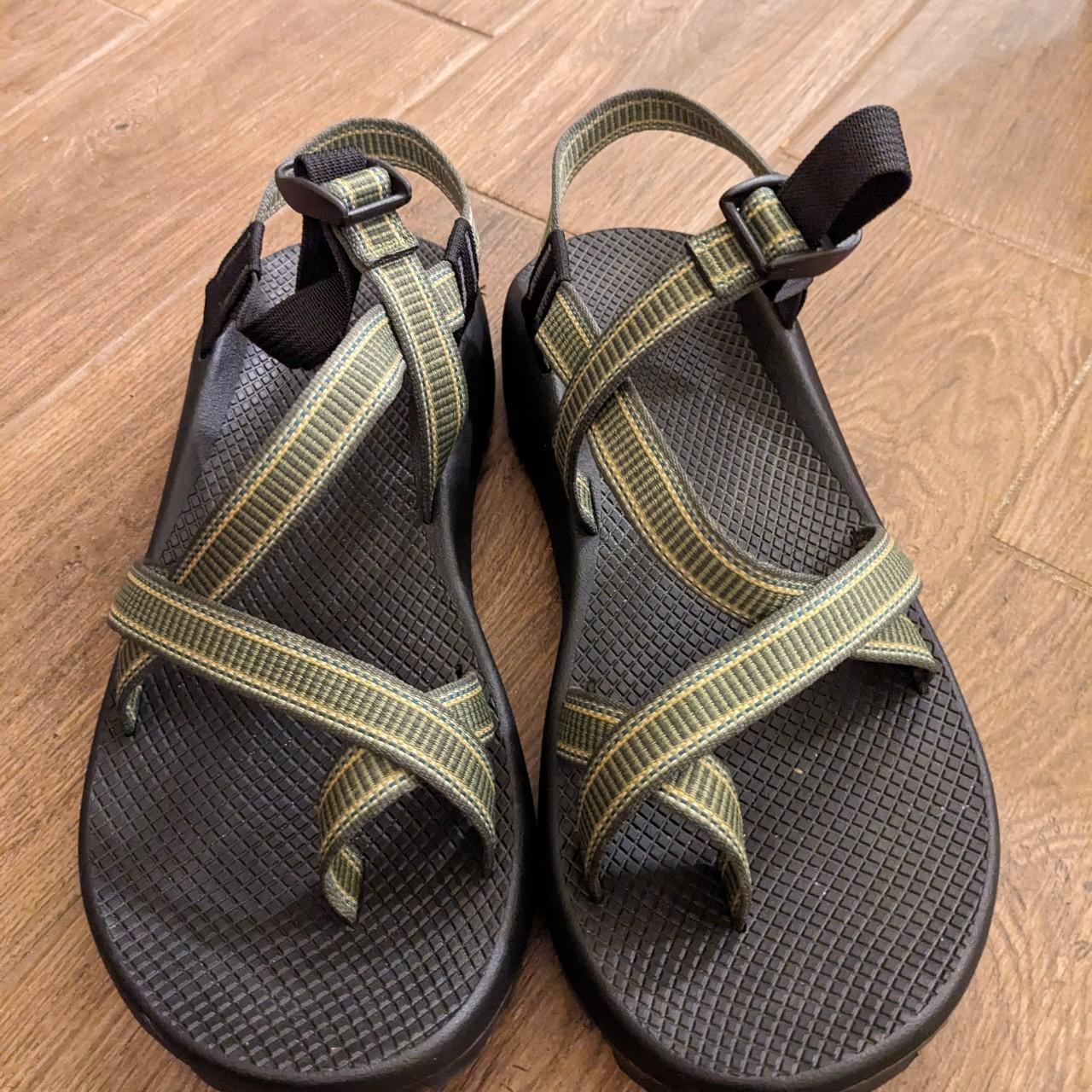 Green chaco sandals. Like new! - Depop