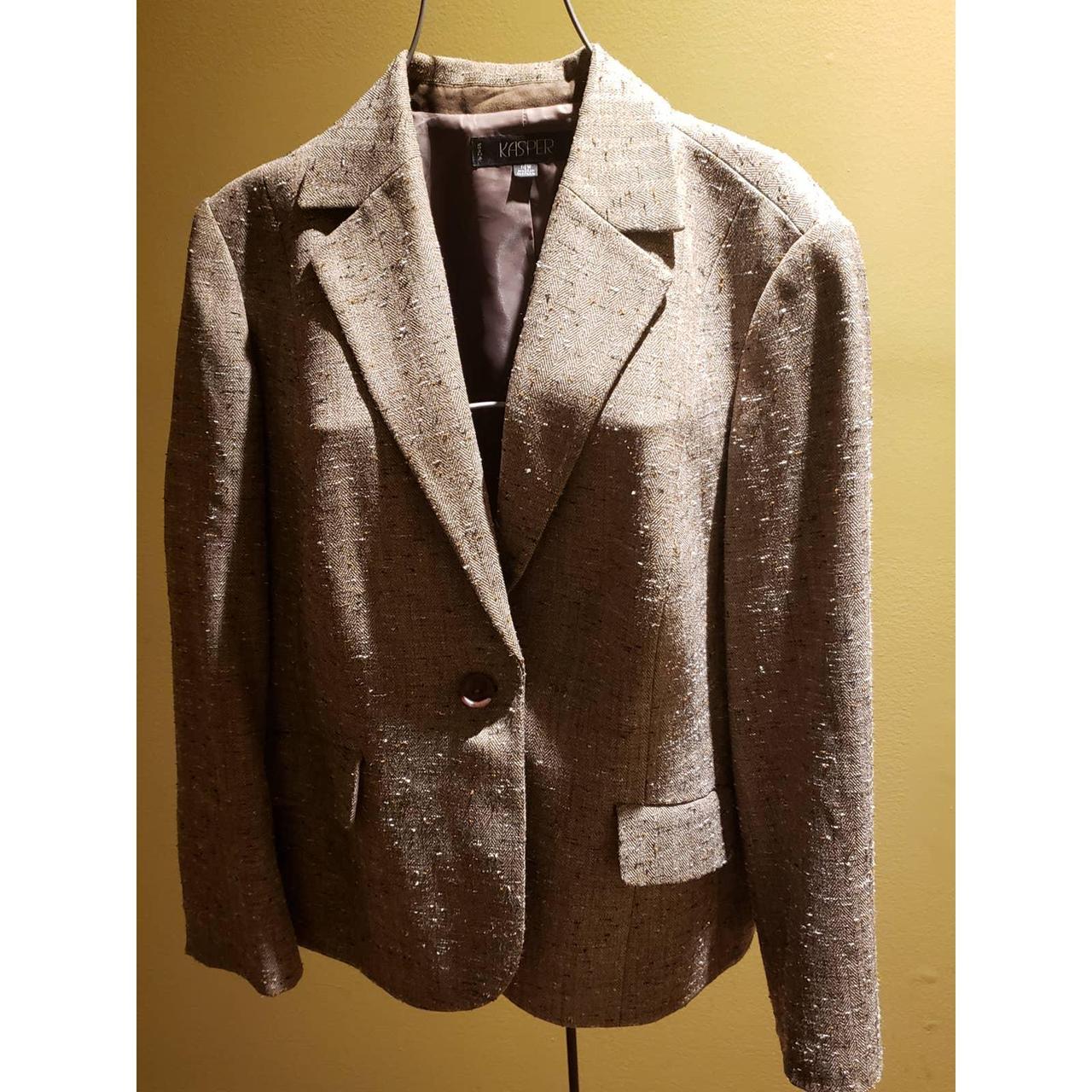 Kasper 2pc Skirt Suit, tweed, brown. Size 16W - Depop