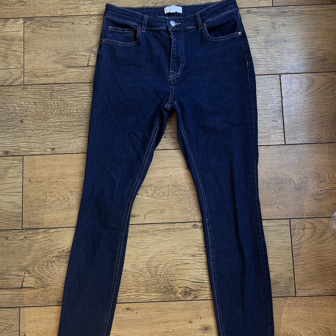 H&M navy skinny jeans. Size UK 40 regular leg - Depop