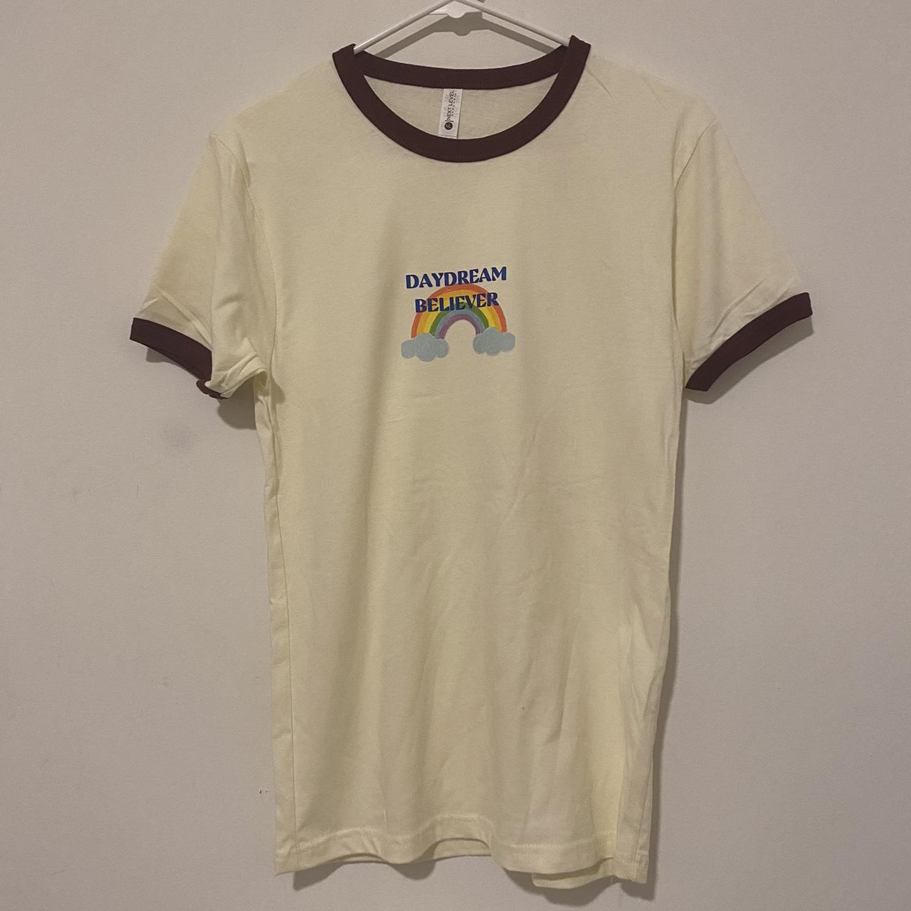 DAYDREAM BELIEVER RINGER TEE super cute, handmade by... - Depop