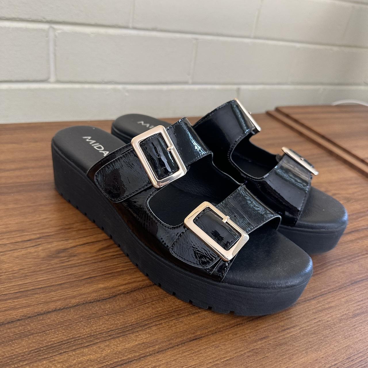 MIDAS black platform slides/sandals. Only worn... - Depop