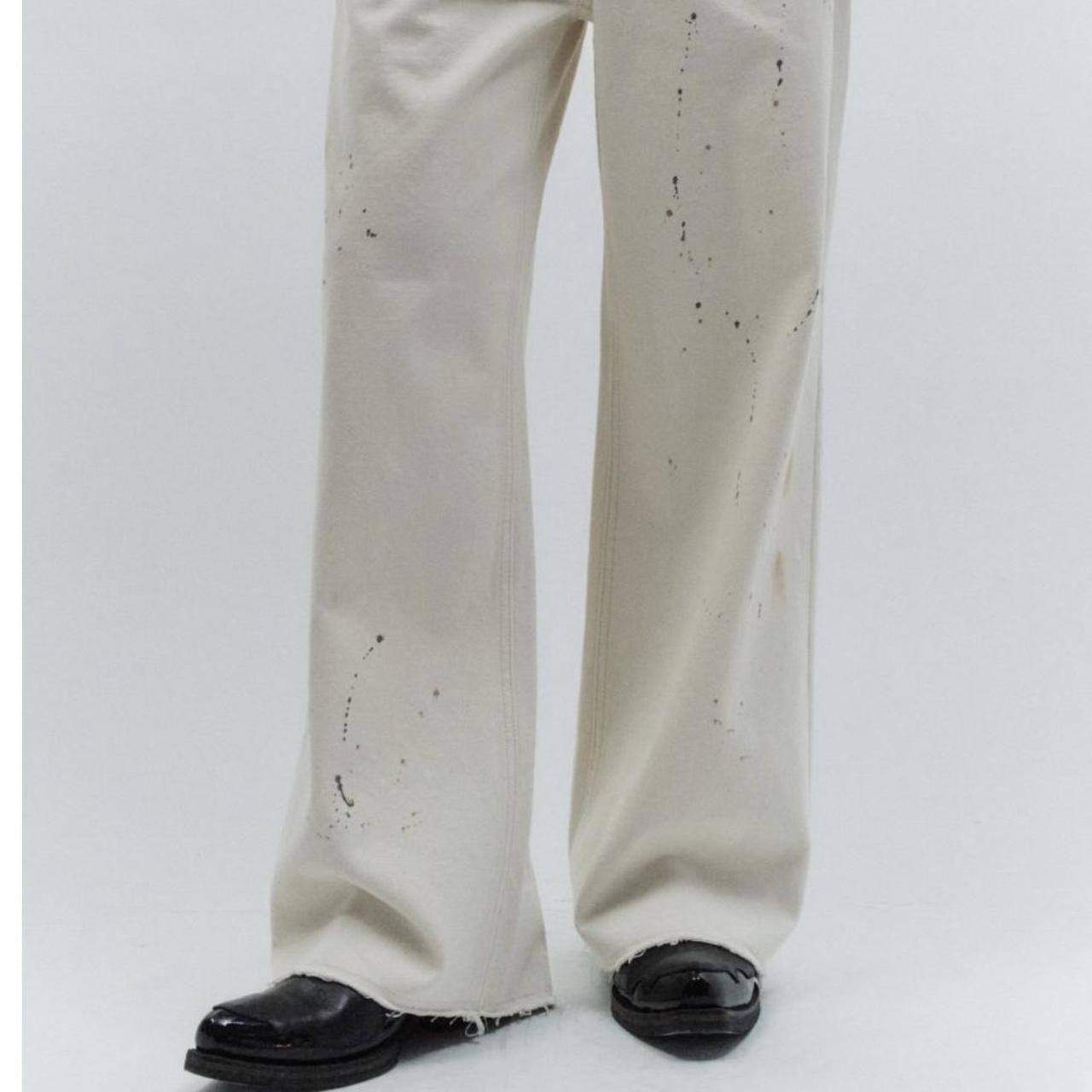 人気商品 INSILENCE Cream Stained Painting Denim Pants | Depop パンツ