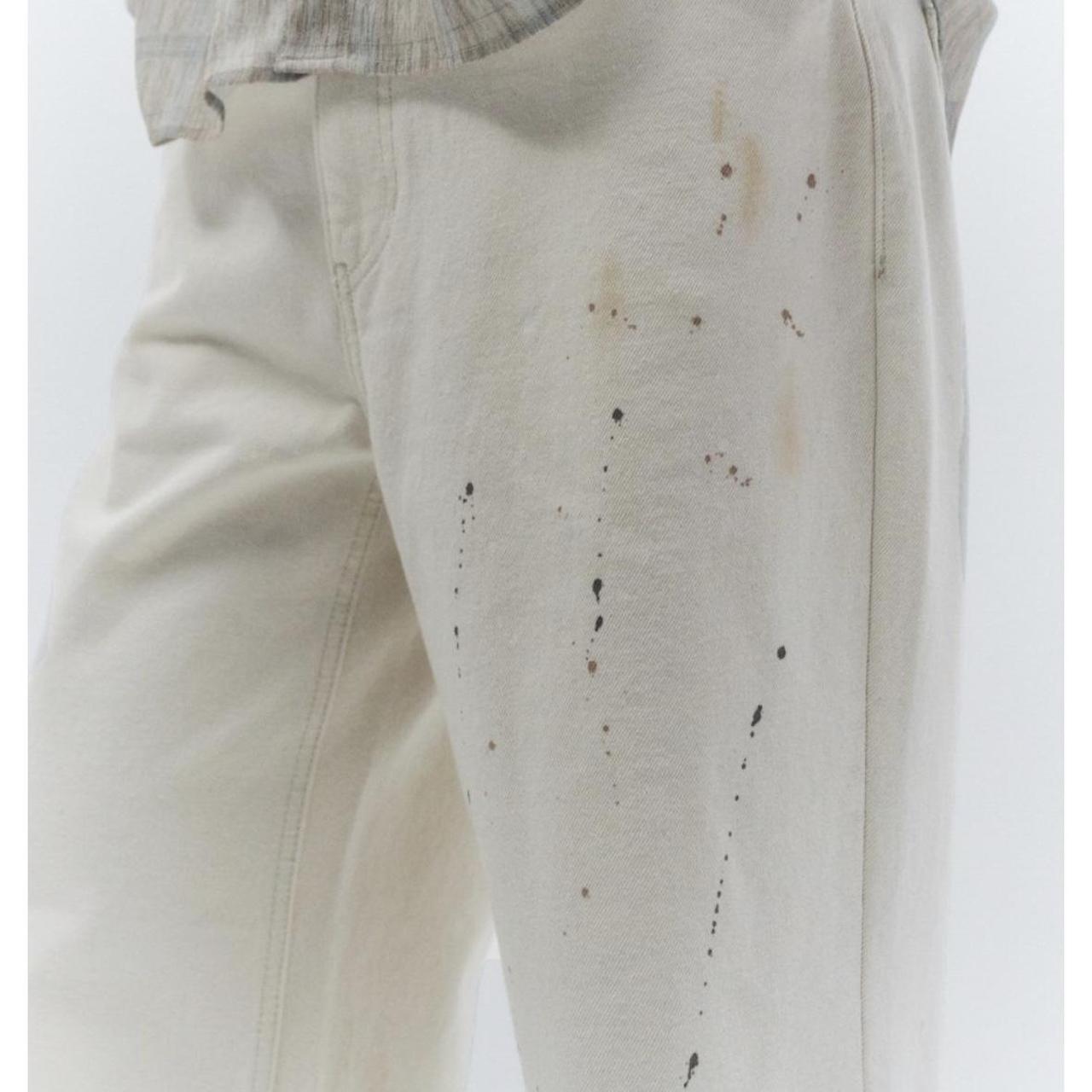 INSILENCE Cream Stained Painting Denim Pants | Depop
