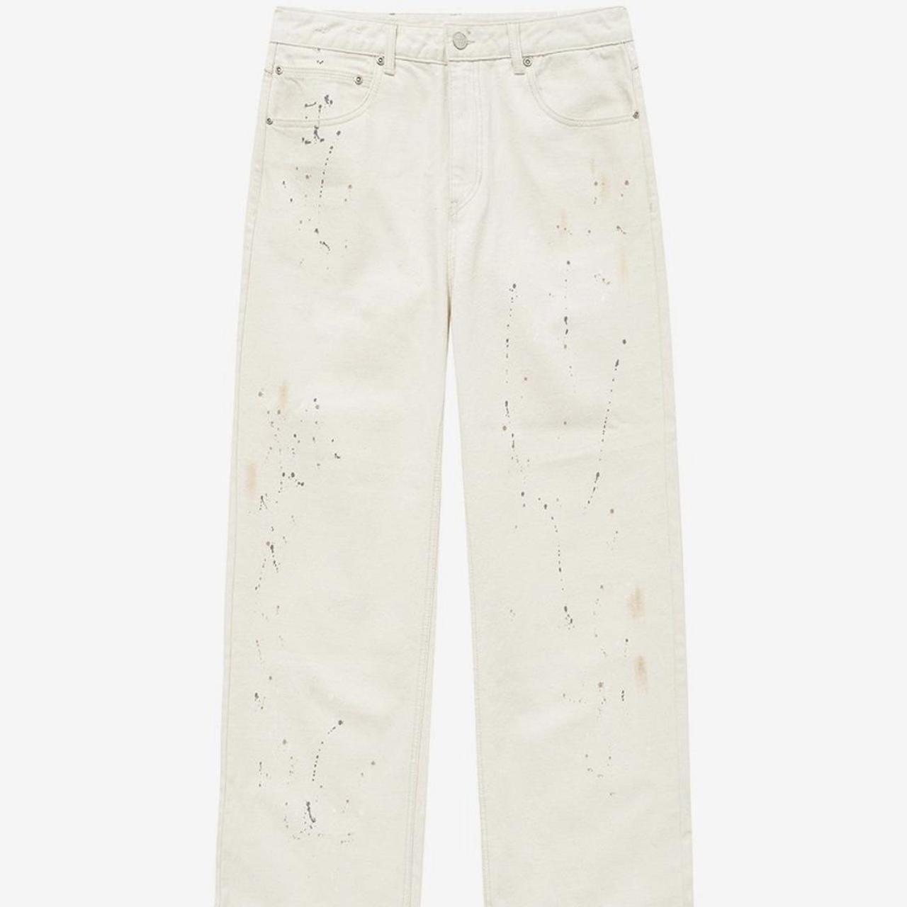 INSILENCE Cream Stained Painting Denim Pants | Depop