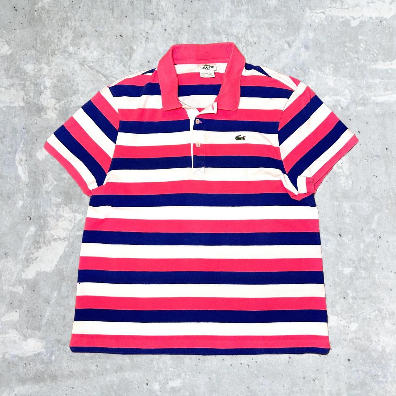 Red white and sale blue lacoste shirt