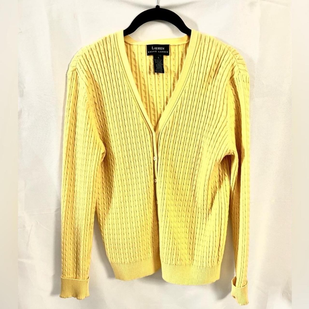 Ralph Lauren yellow on sale cardigan sweater