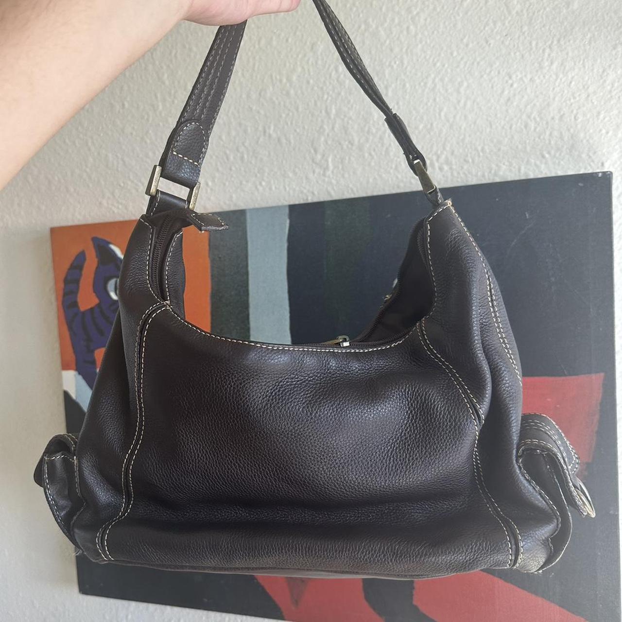 Dark brown leather shoulder bag Beautiful casual... - Depop