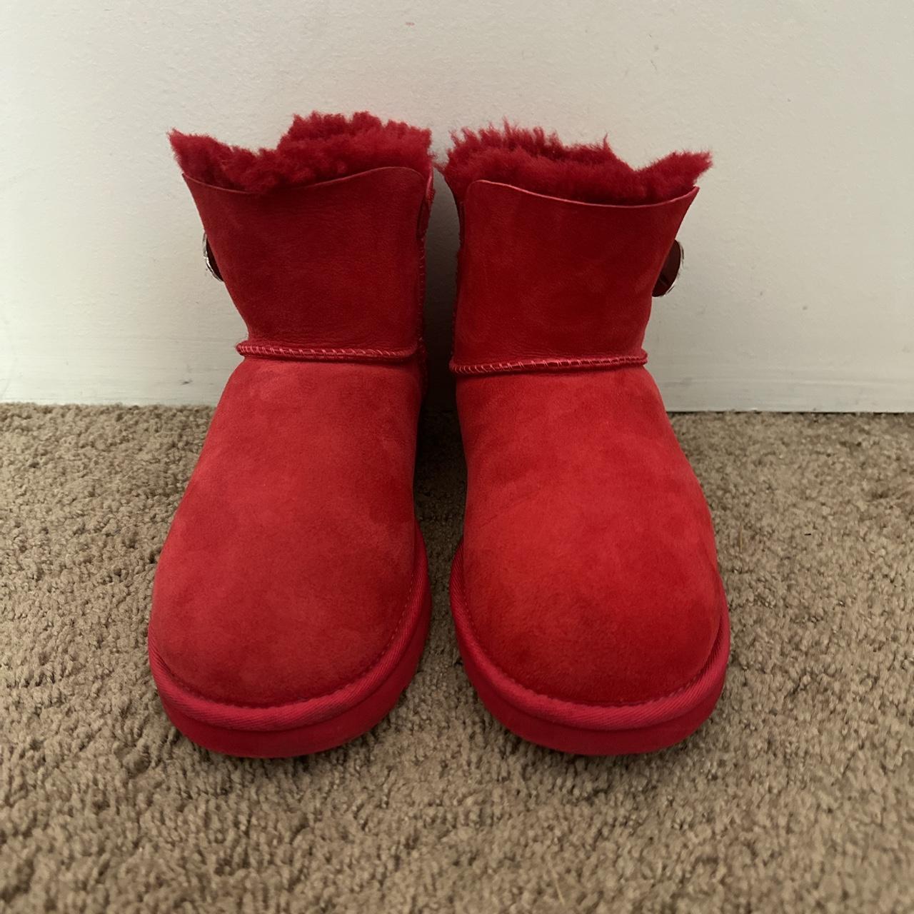 red mini bailey button diamond uggs like new... - Depop