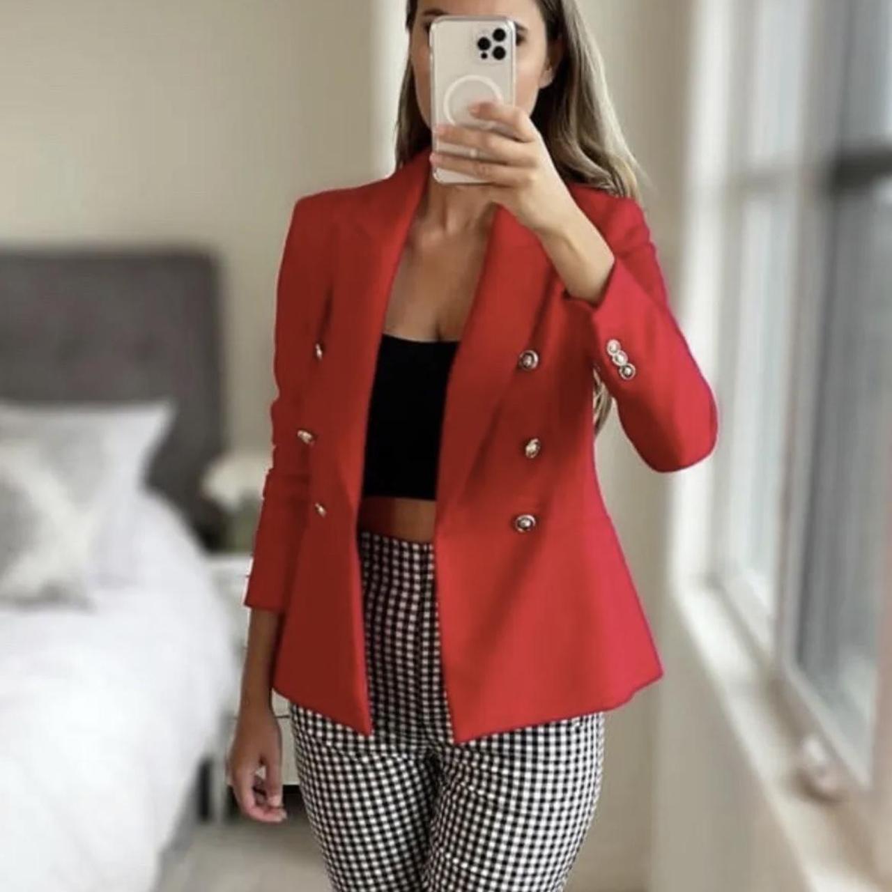 ZARA NEW WOMAN FITTED DOUBLE-BREASTED BLAZER JACKET... - Depop