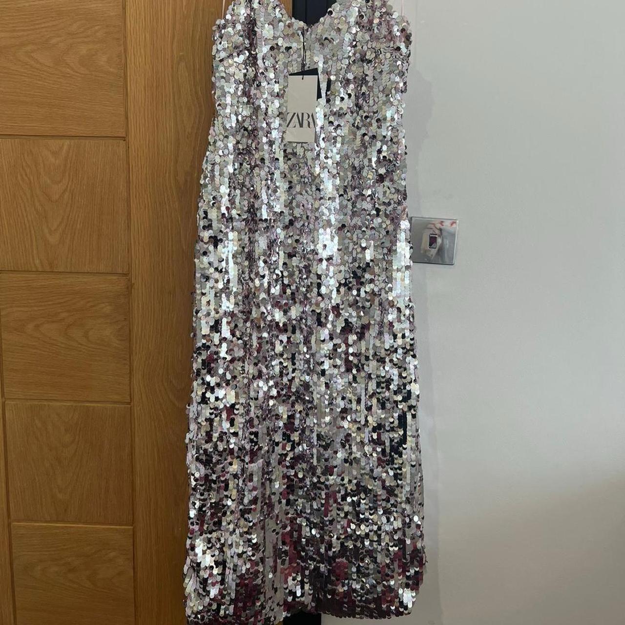 SILVER STRAPPY SEQUIN on sale DRESS ZARA