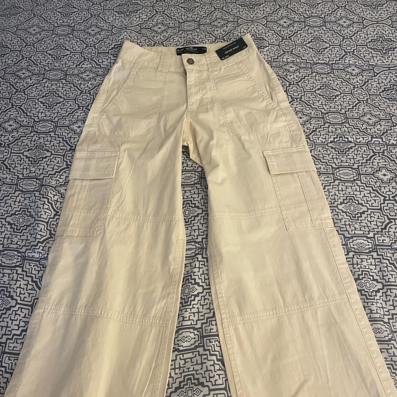 Cream Hollister Cargo Pants Made with classic twill... - Depop