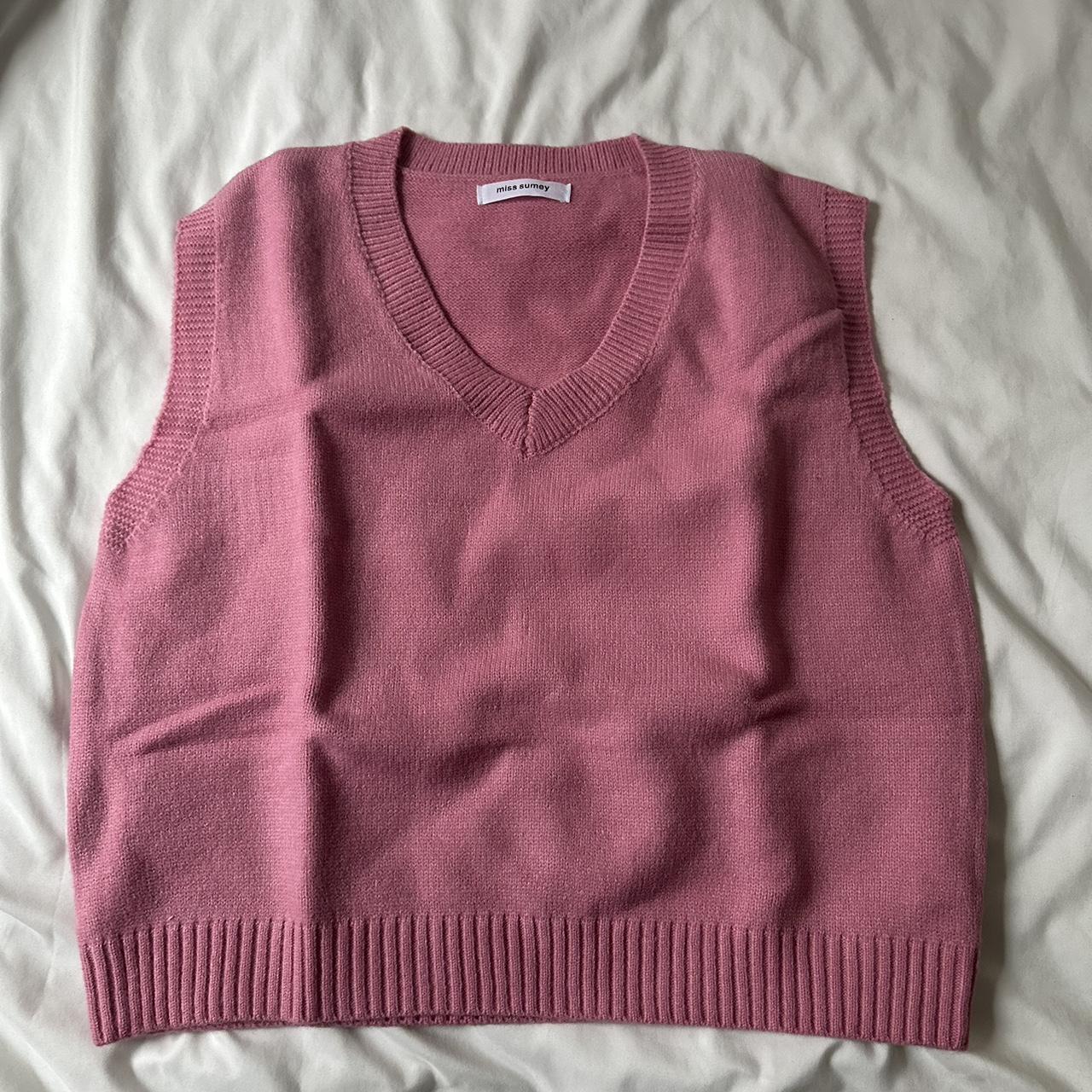 Cute Pink Sweater Vest size: small/medium super... - Depop