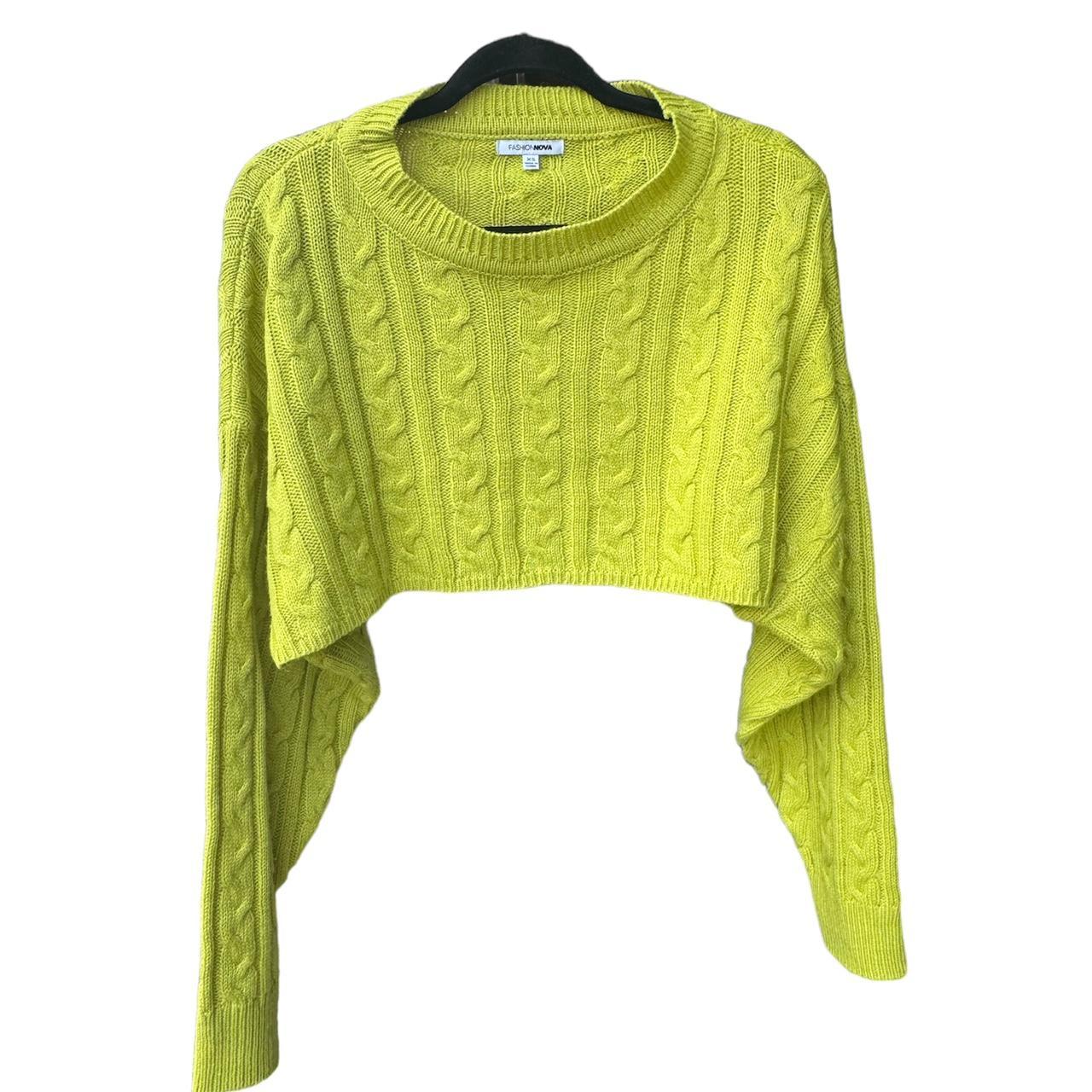 Lime green crop sweater. Cute for winter and summer