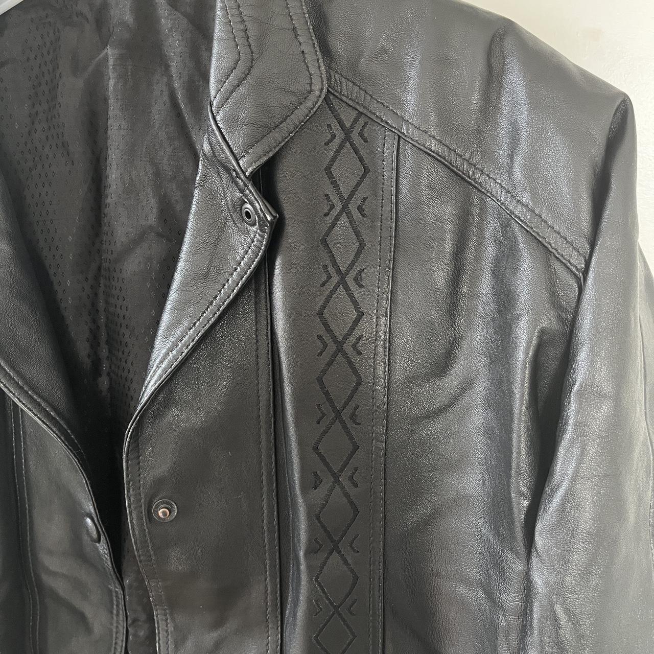 100% REAL LEATHER oversized vintage black leather... - Depop