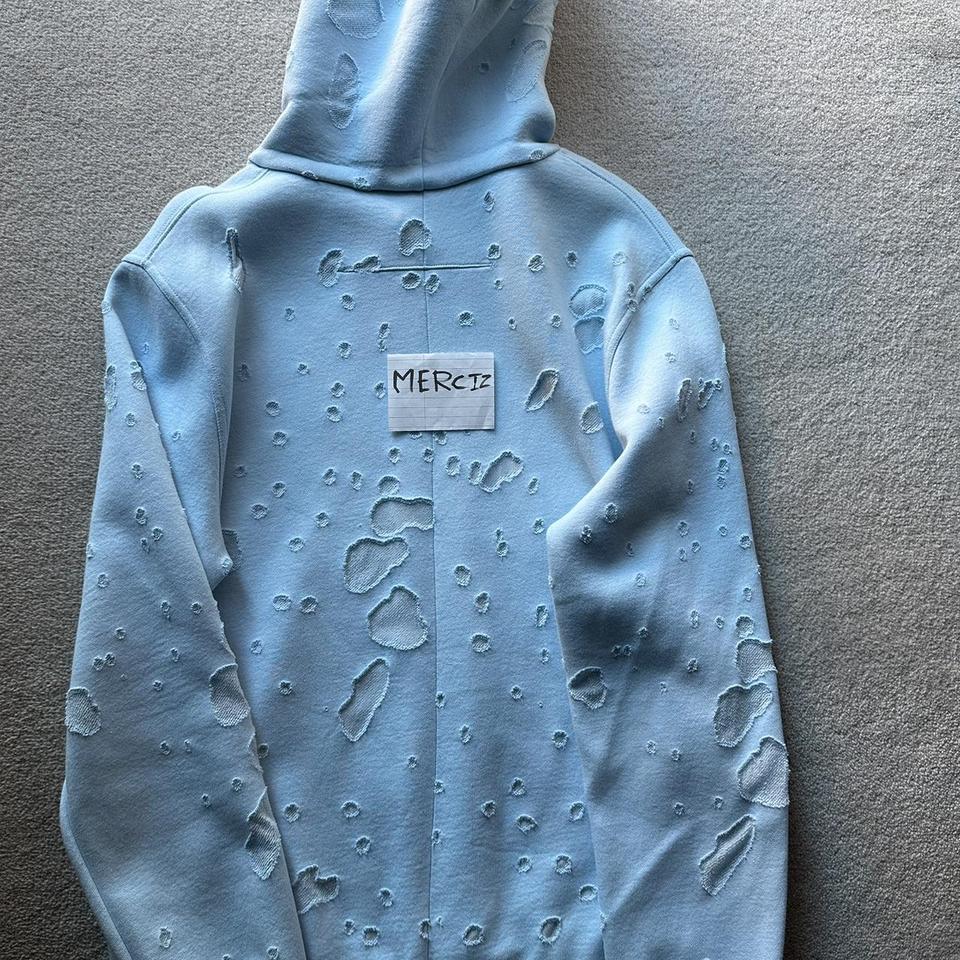 Givenchy Baby Blue Distressed Hoodie Fits S M Worn. Depop