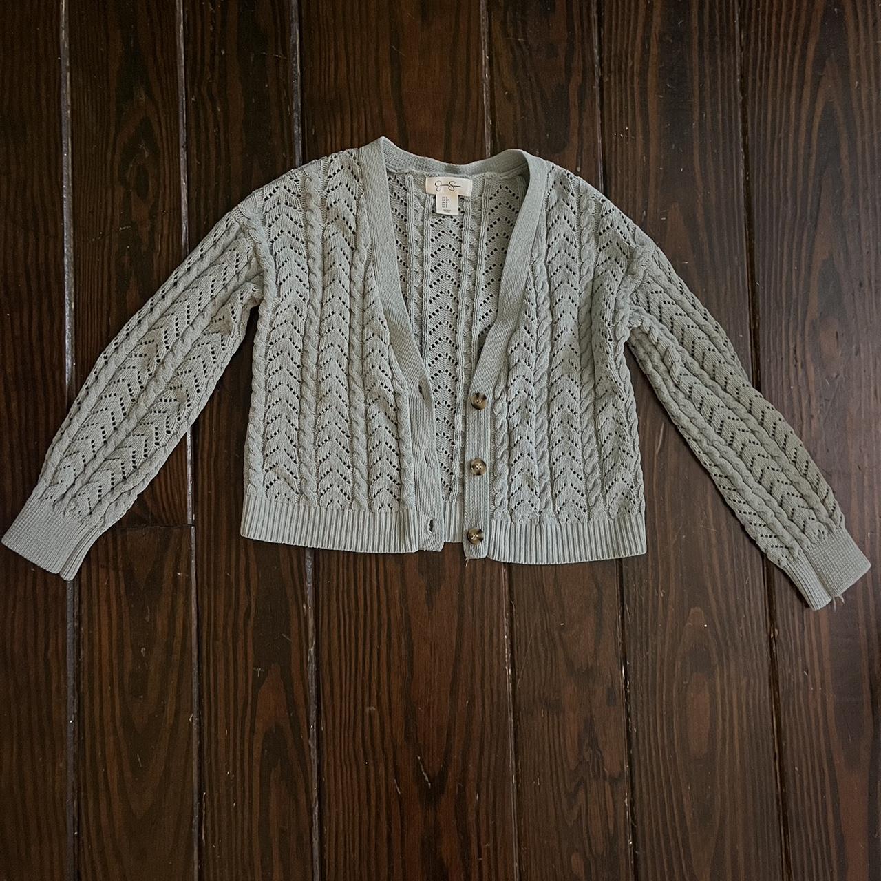 Jessica Simpson knit light green button sweater,